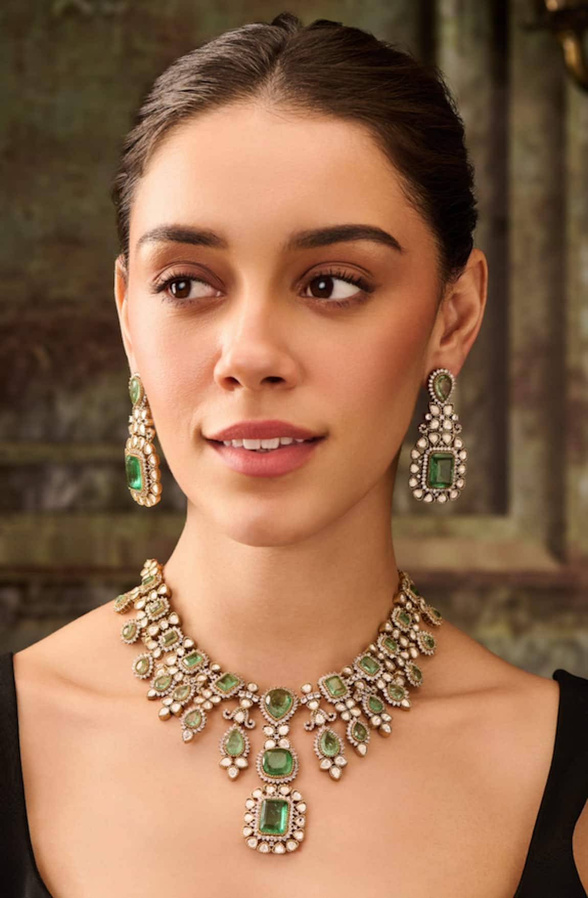 Paisley Pop Mint Polki Embellished Necklace Set 