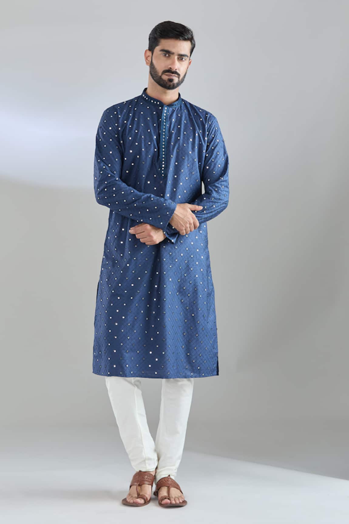Arihant Rai Sinha Mirror Embroidered Navy Kurta Set 