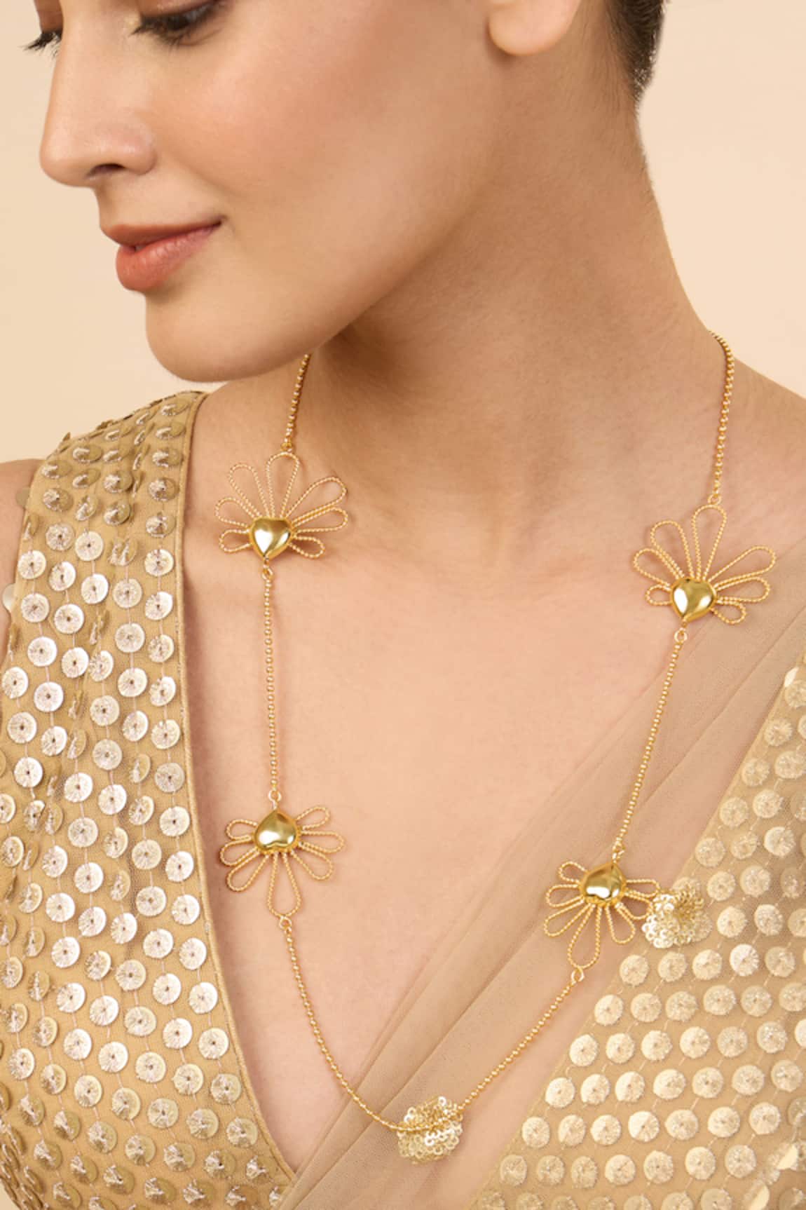 Mnsh Gulabo Petal Long Chain Necklace
