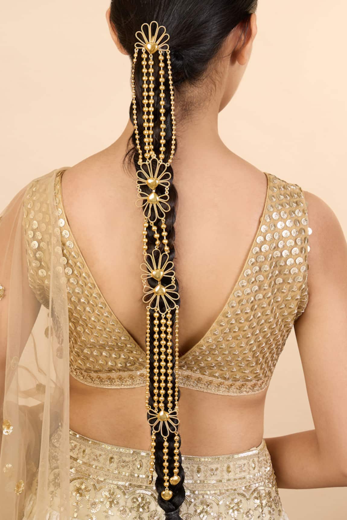 Mnsh Gold Bloom Petal Hair Harness