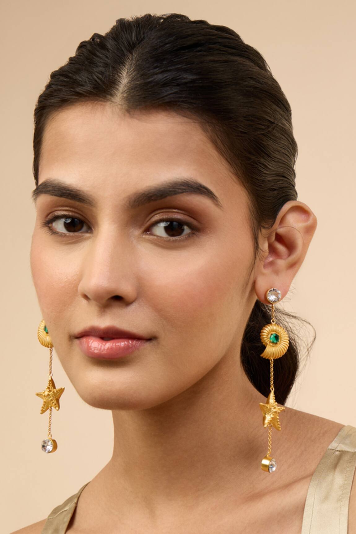 Mnsh Shell Cascade Embellished Earrings