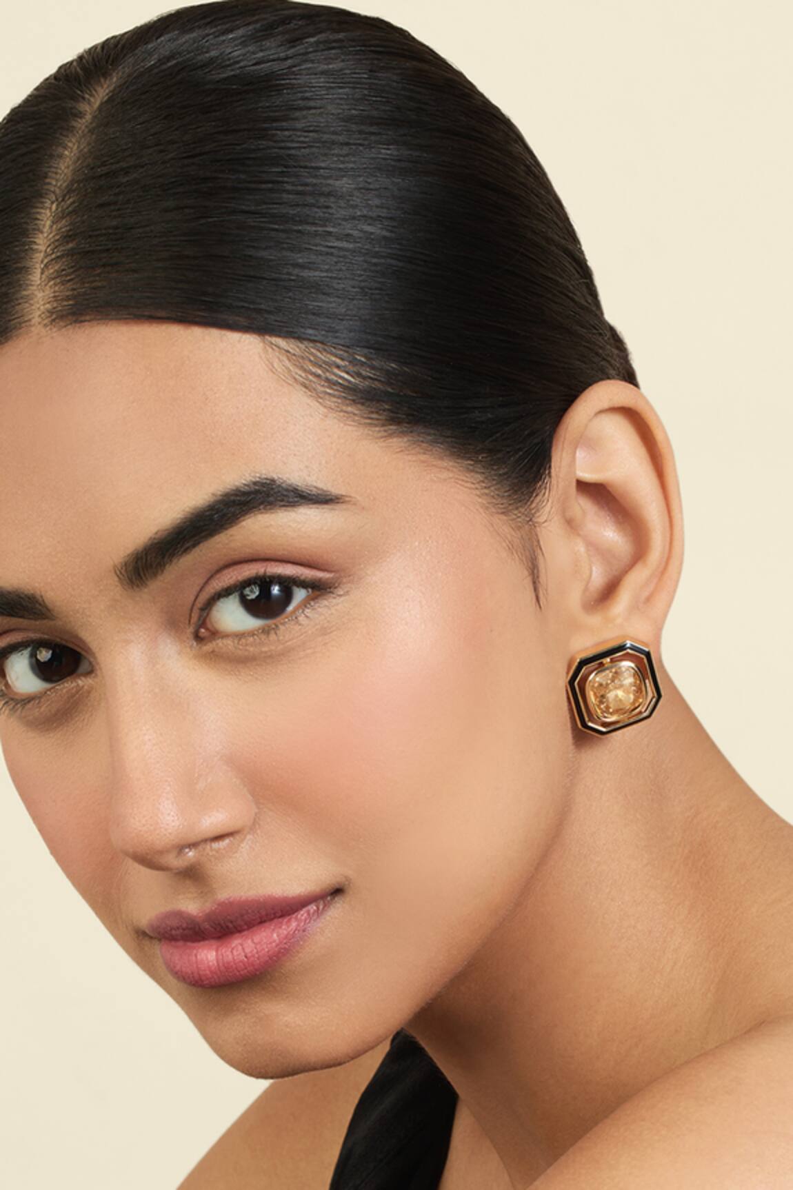 Isharya Cutwork Gold Stud Earrings 
