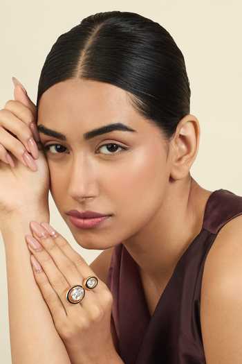 Isharya Crystal Embellished Gold Ring 