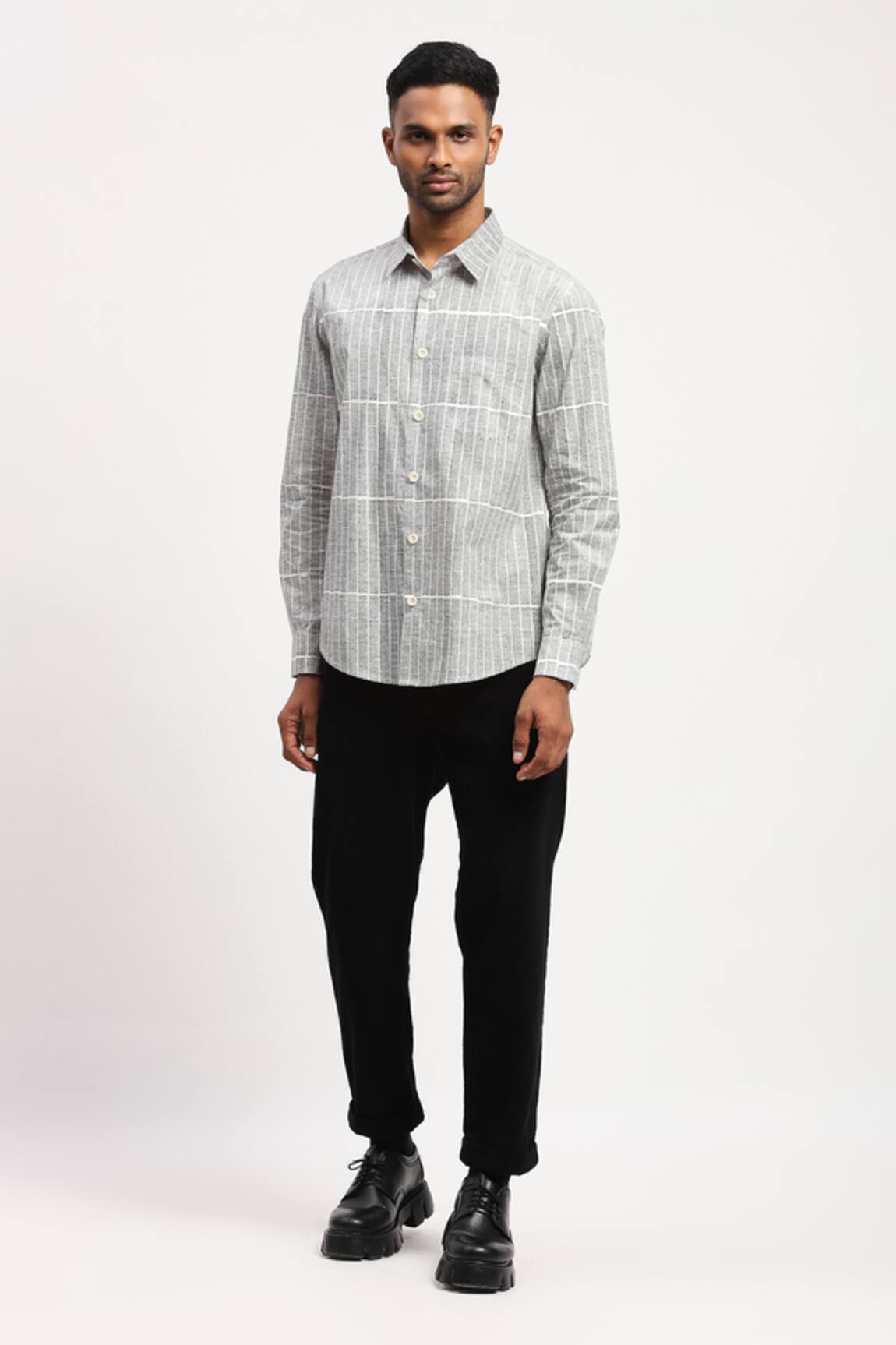 Abraham And Thakore Rows Block Print Shirt