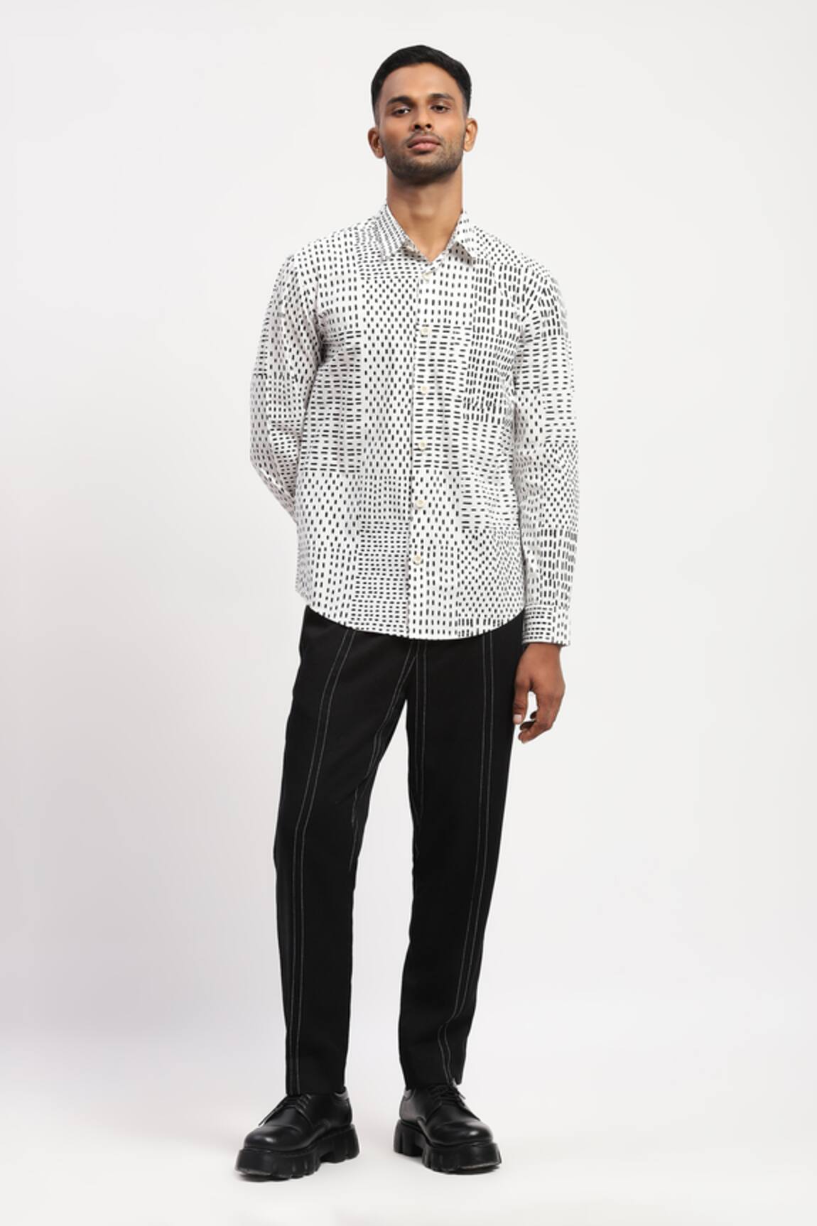 Abraham And Thakore Kantha Print Collared Shirt