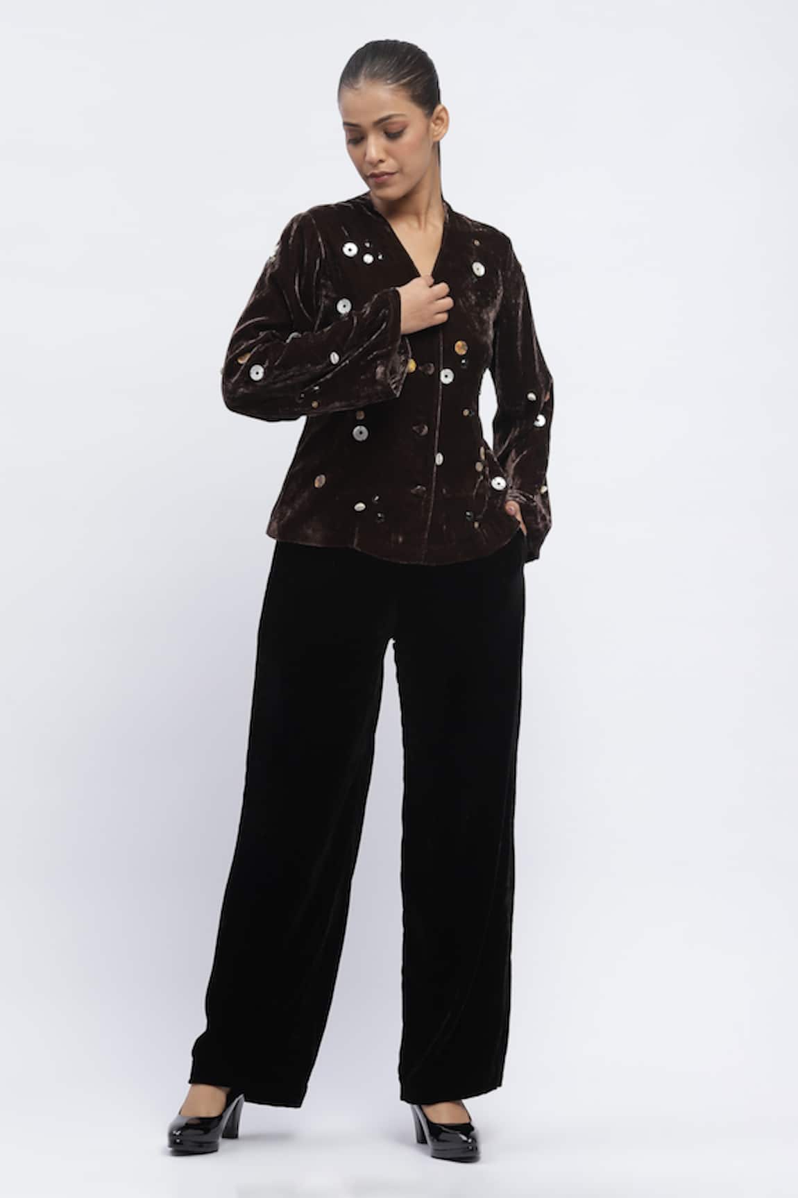 Abraham And Thakore Scattered Shells Embroidered Jacket