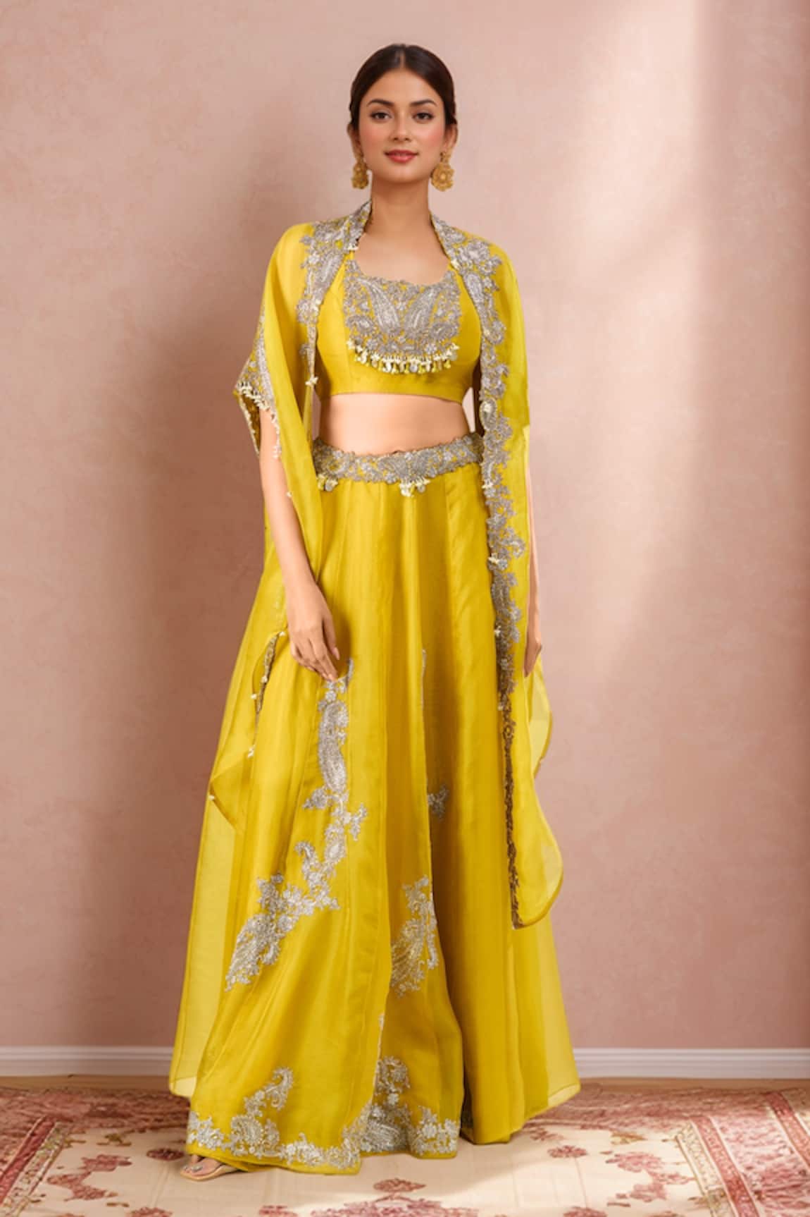 Prisho Paisley Embroidered Lehenga Set With Cape 