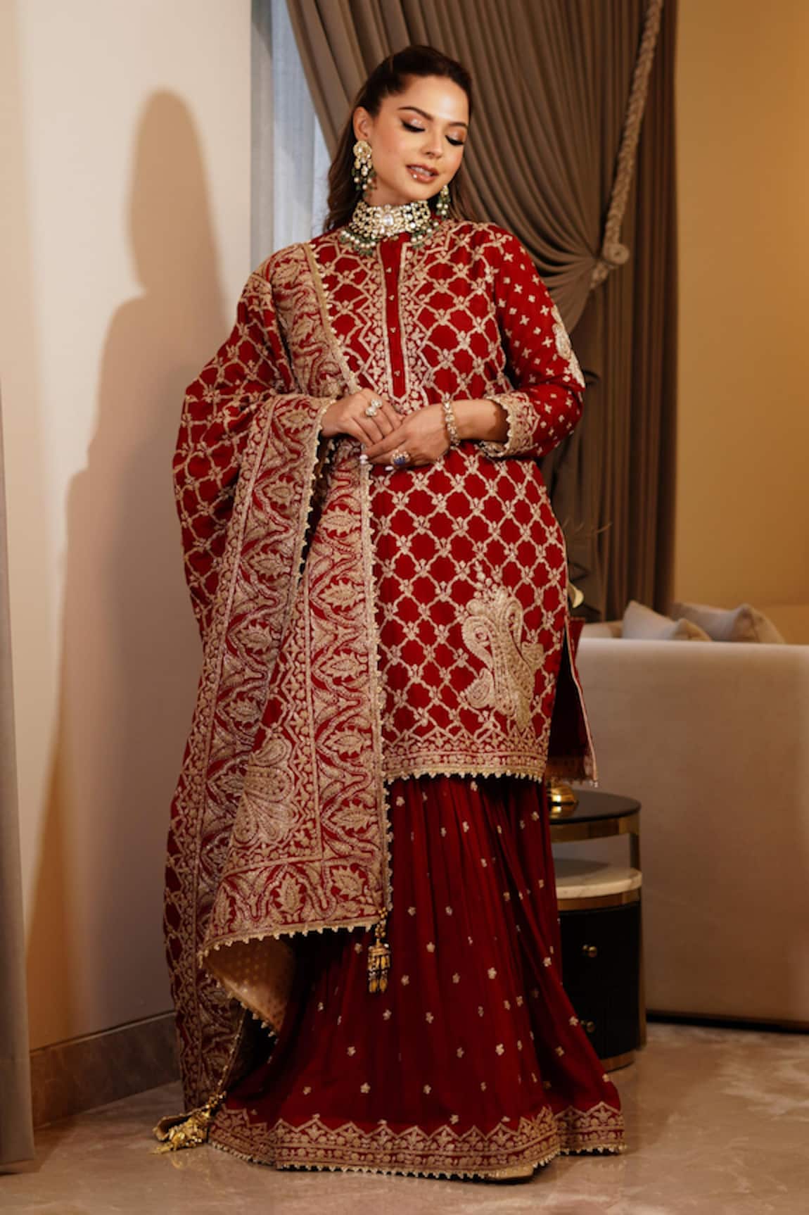 Sheetal Batra Geometric Embroidered Kurta Gharara Set
