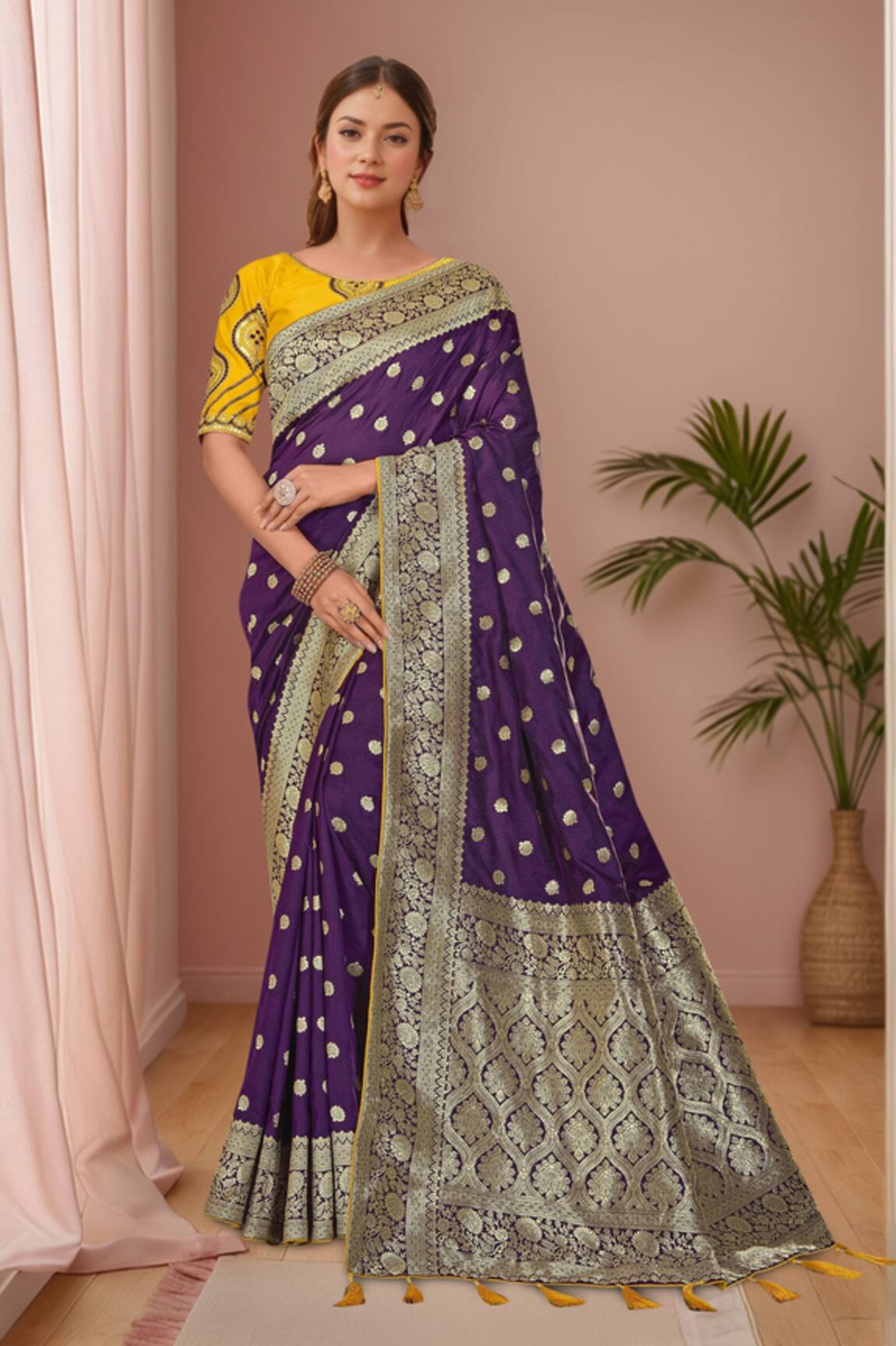 Naintara Bajaj Floral Woven Saree Set