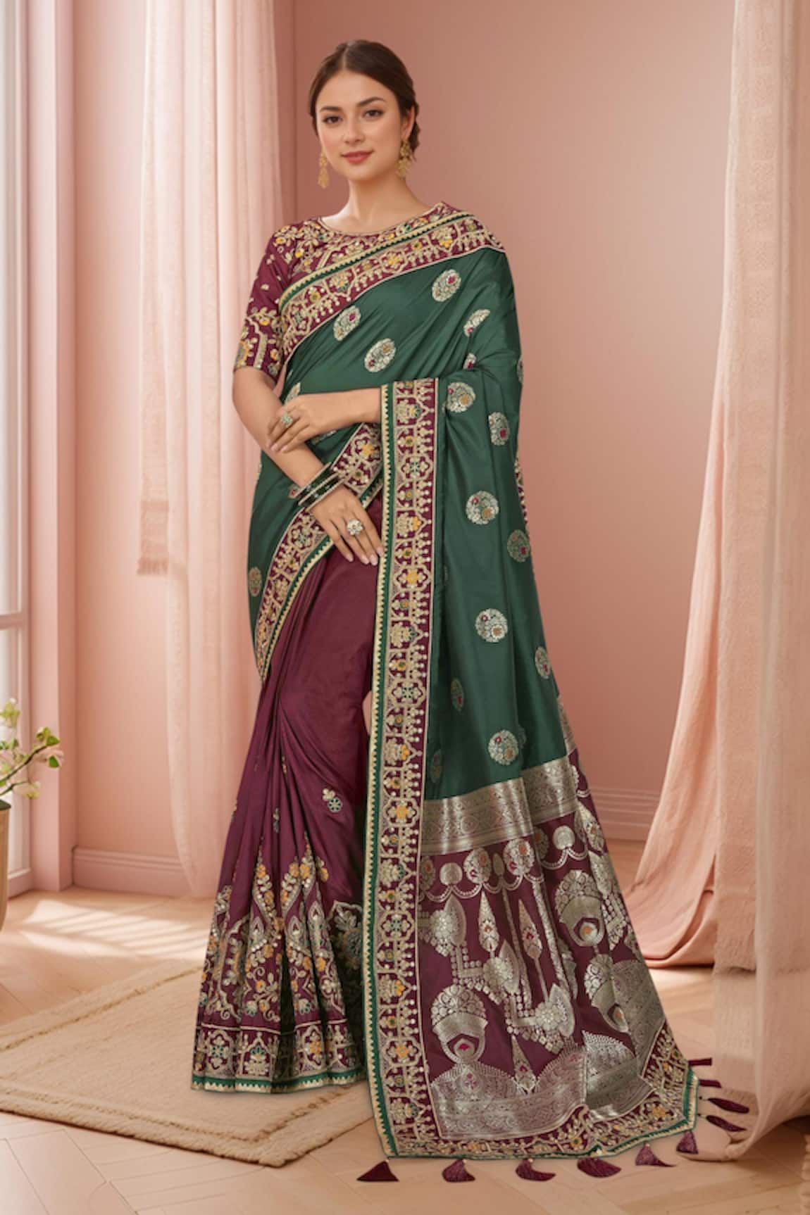 Naintara Bajaj Floral Heritage Woven Saree Set