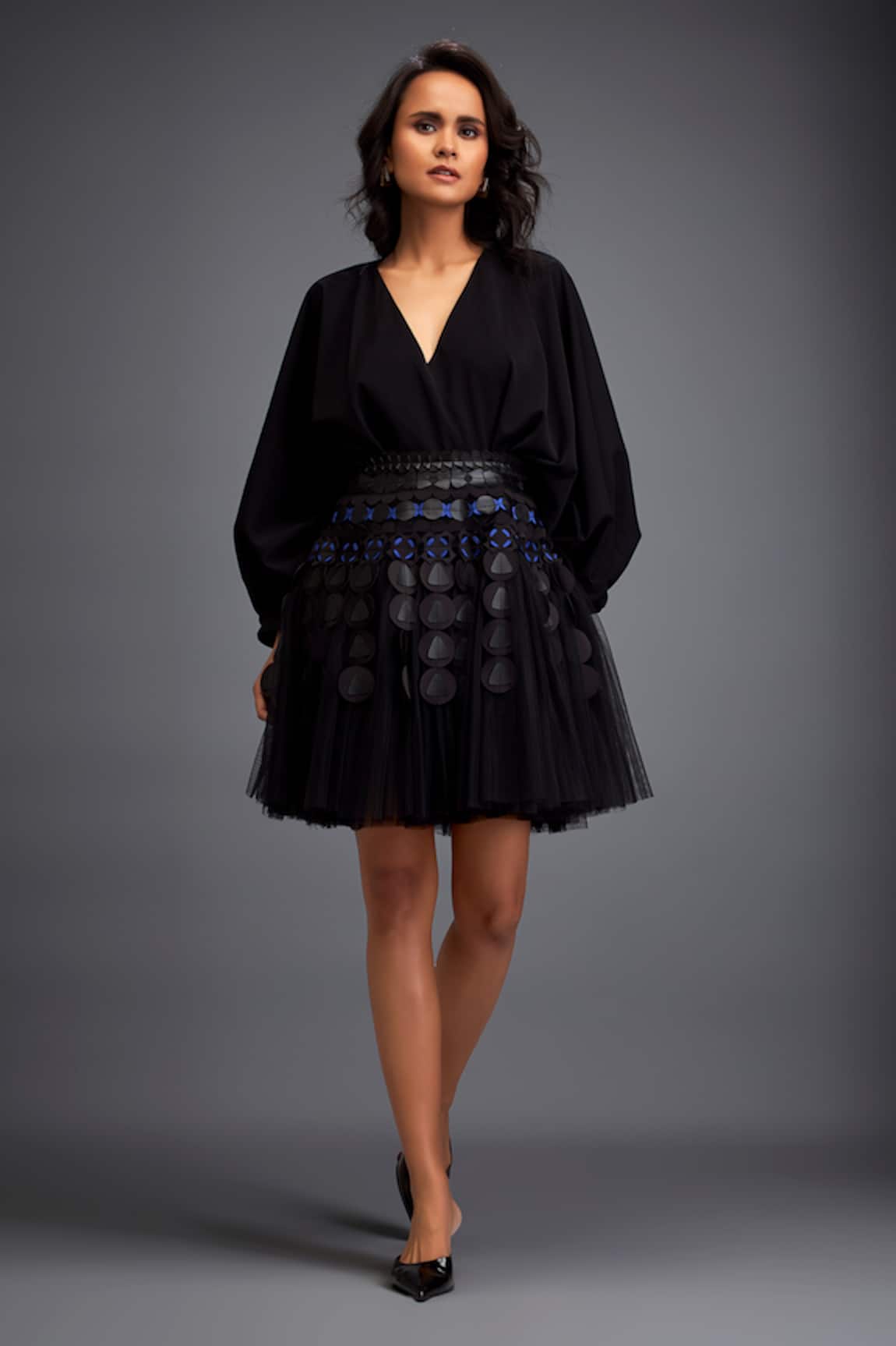 Deepika Arora Geometric Applique Embroidered Dress