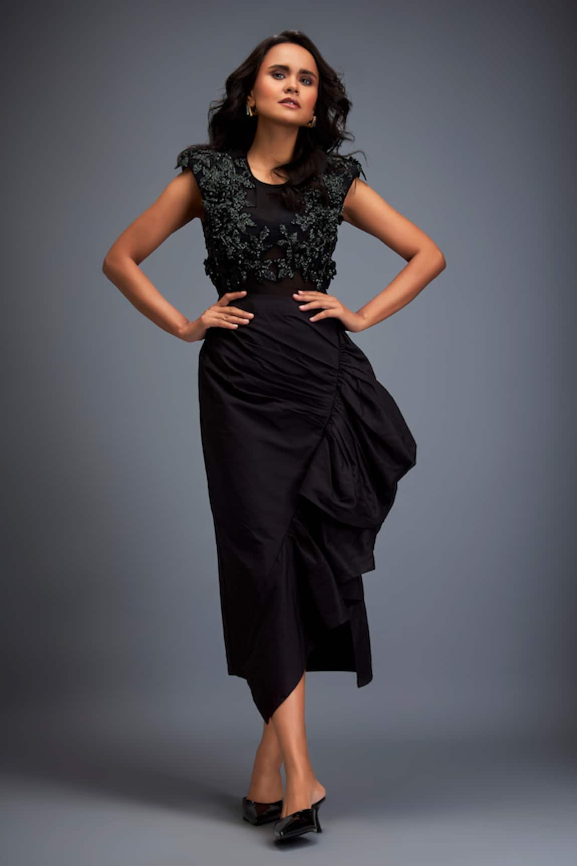 Deepika Arora Swarovski Crystal Embroidered Top & Skirt Set