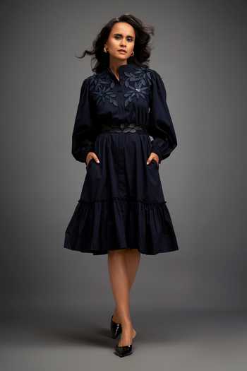 Deepika Arora Floral Embroidered Button Down Dress 