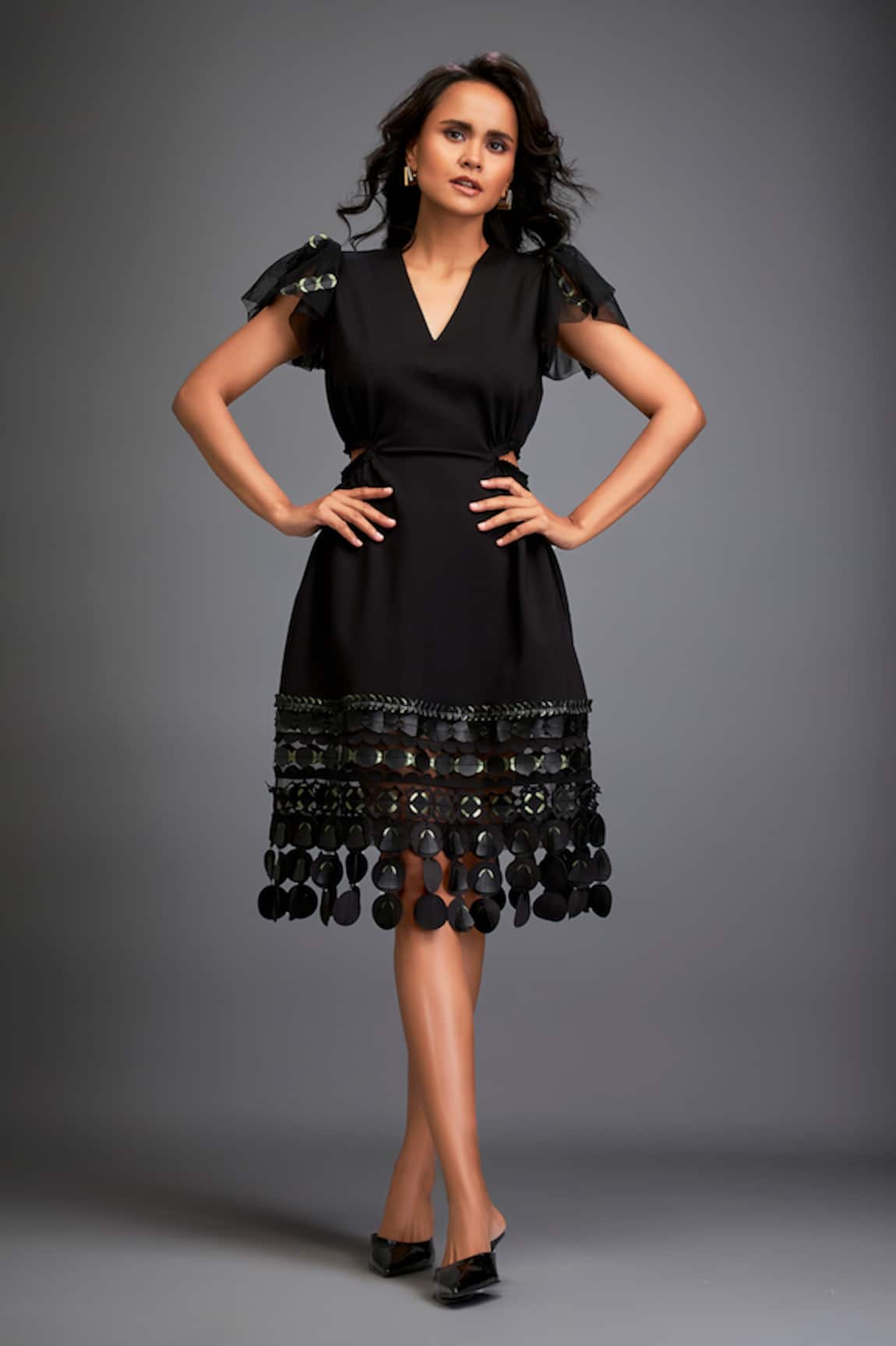 Deepika Arora Geometric Applique Hem Dress 