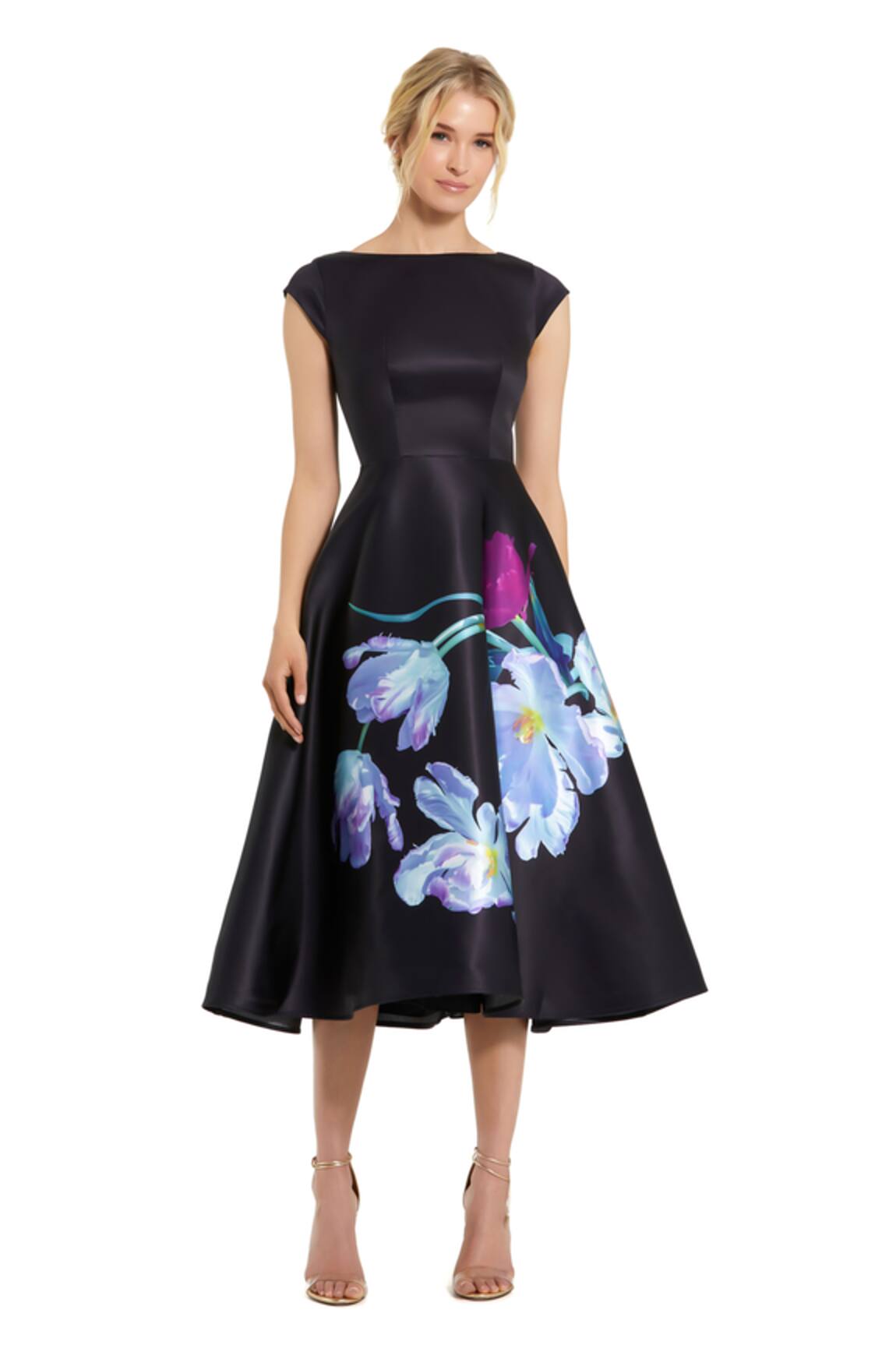 Mac Duggal Floral Print Midi Dress 