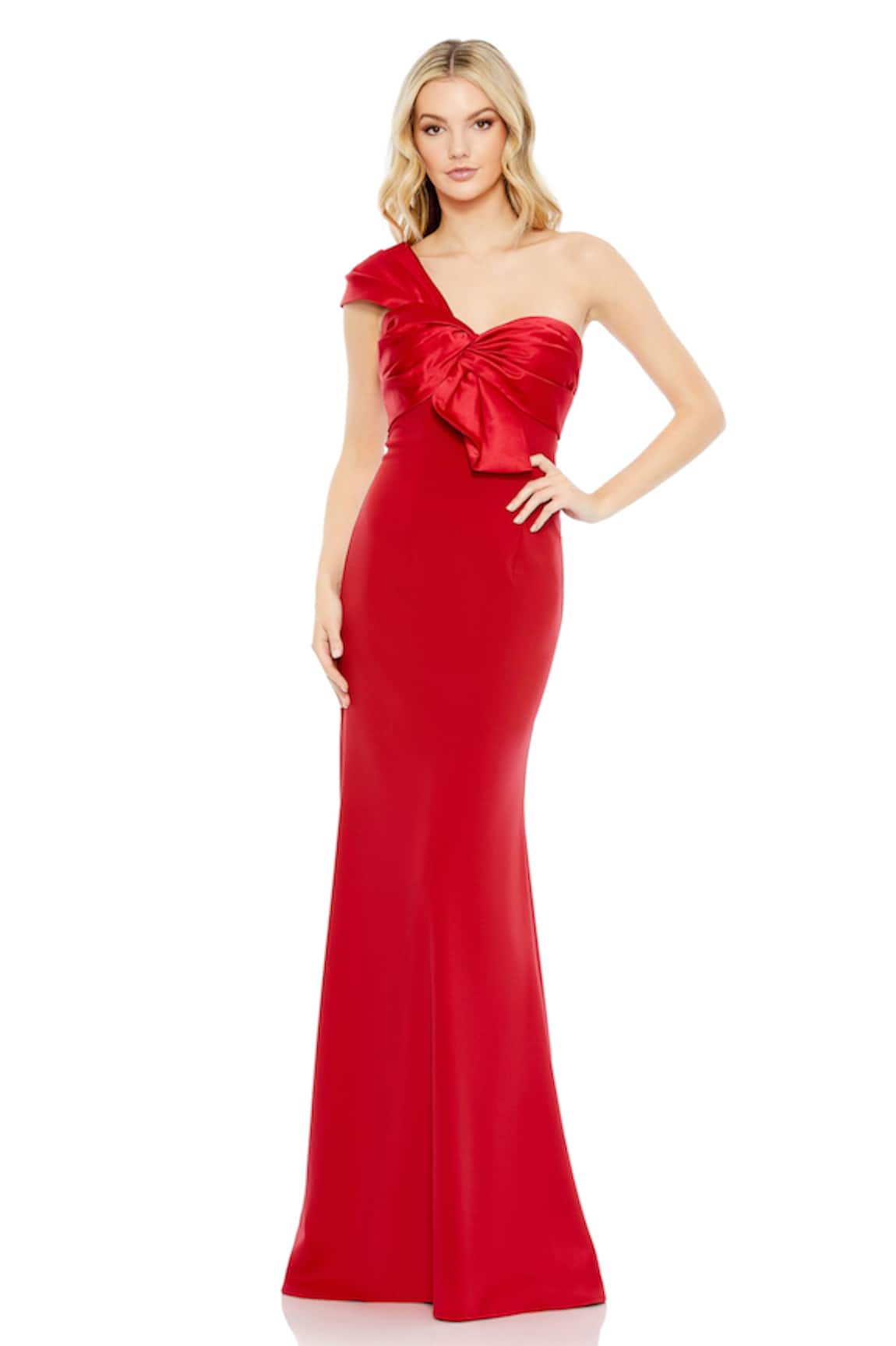 Mac Duggal One Shoulder Draped Trumpet Gown 