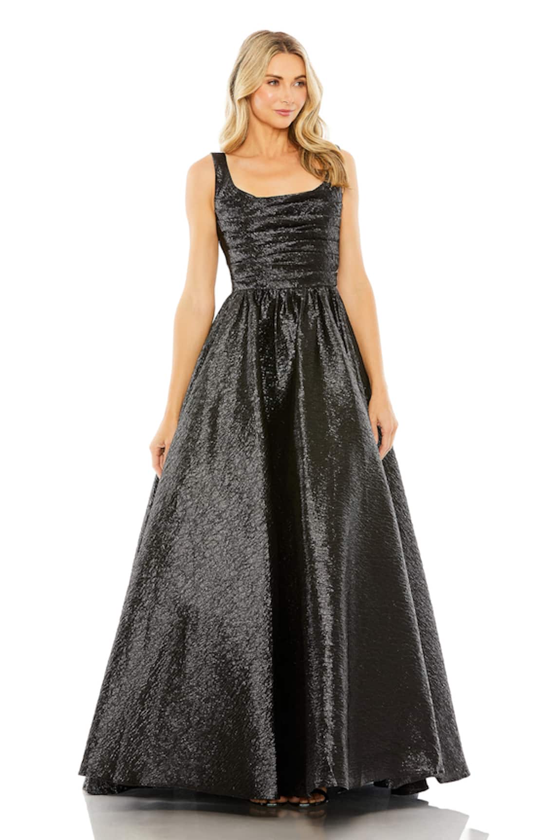 Mac Duggal Metallic Pleated Bodice Ball Gown 