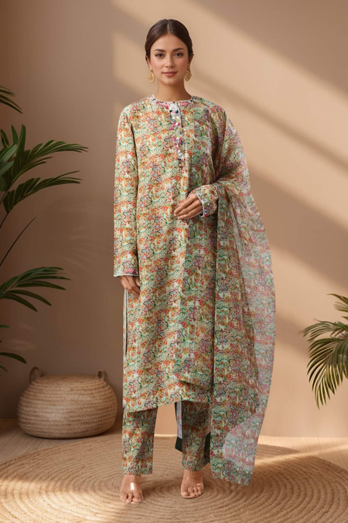 Anamika Khanna Abstract Geometric Print Kurta Set 