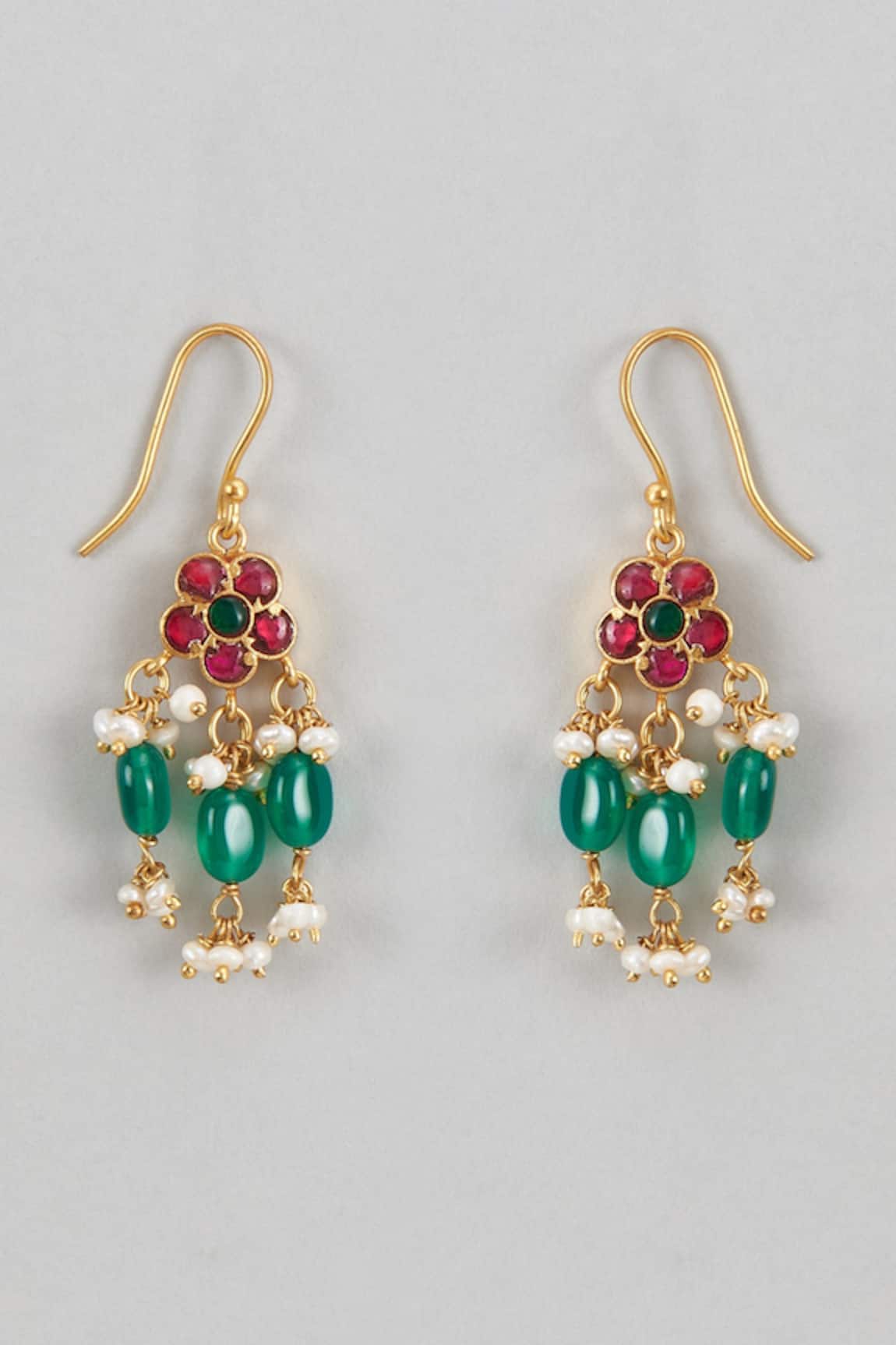 Karisa Designs Floral Kundan Embellished Earrings 