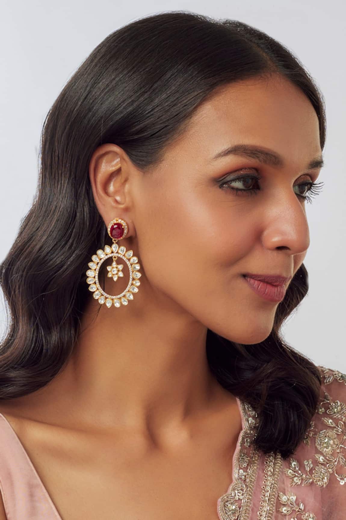 Karisa Designs Moissanite Chaand Taara Earrings