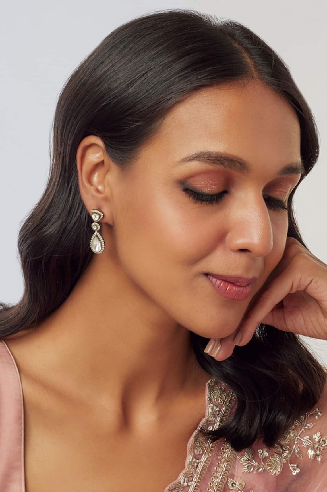 Karisa Designs Victorian Moissanite Polki Drop Earrings 