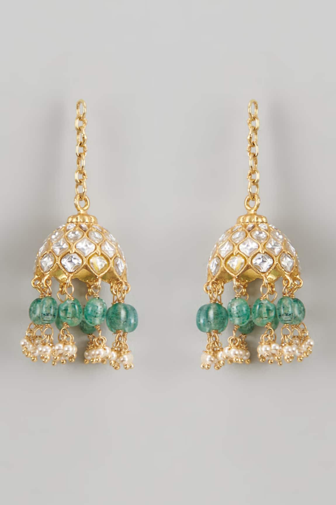 Karisa Designs Moissanite Polki Jhumka Drops 
