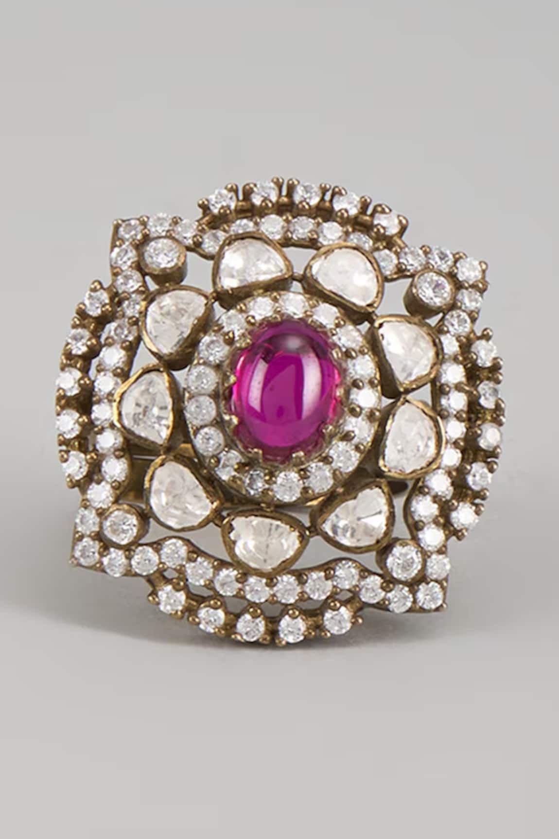 Karisa Designs Raani Victorian Moissanite Polki Embellished Ring