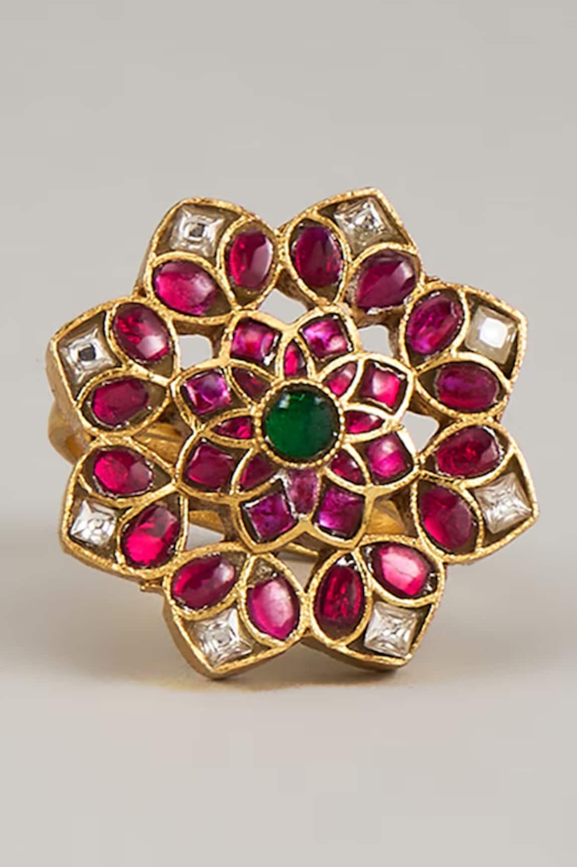 Karisa Designs Kundan & Moissanite Polki Ring