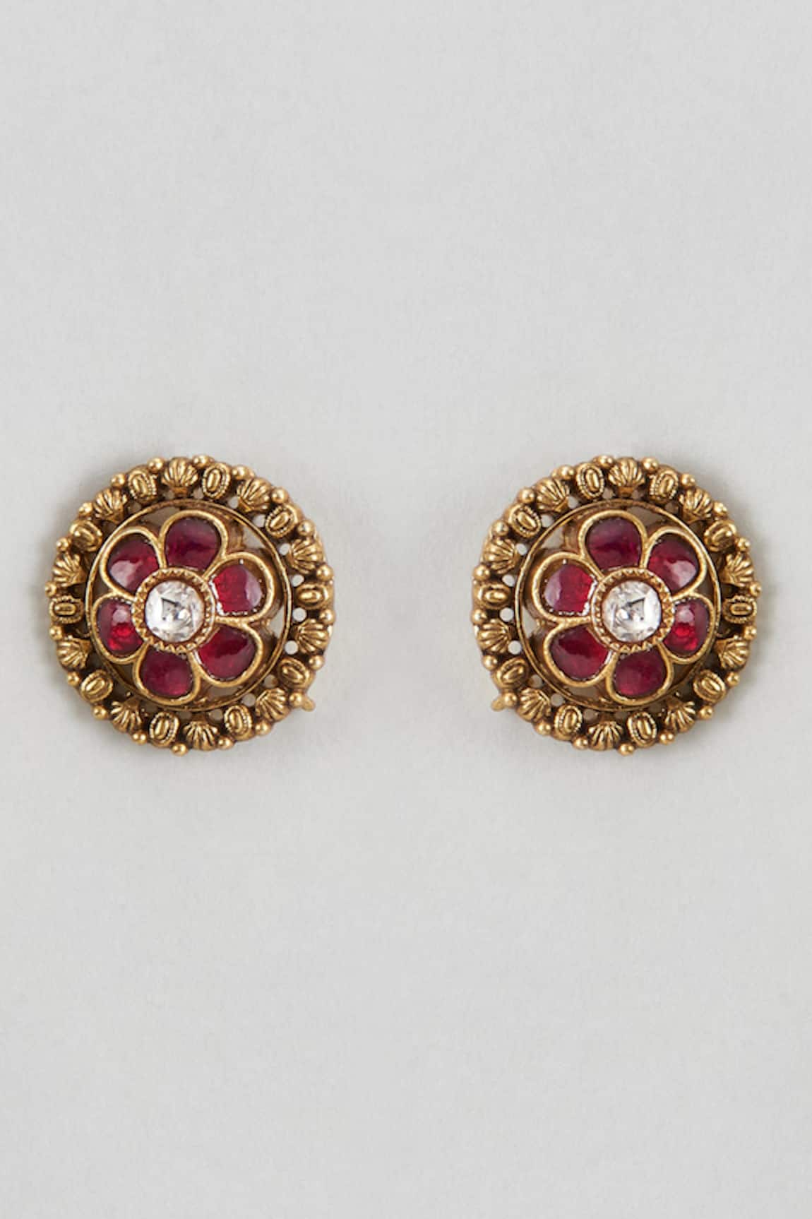 Karisa Designs Poorna Kundan & Semi Precious Embellished Studs 