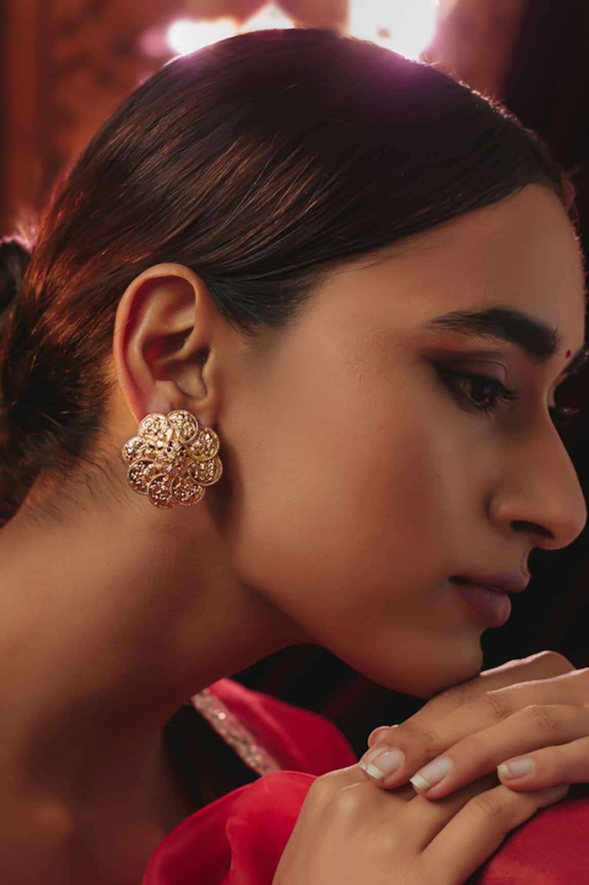 Karisa Designs Nakash Floral Carved Stud Earrings