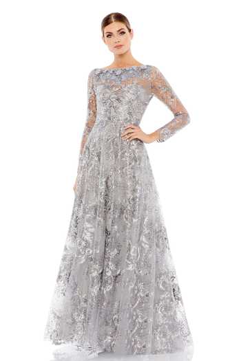 Mac Duggal Floral Thread Embroidered Gown