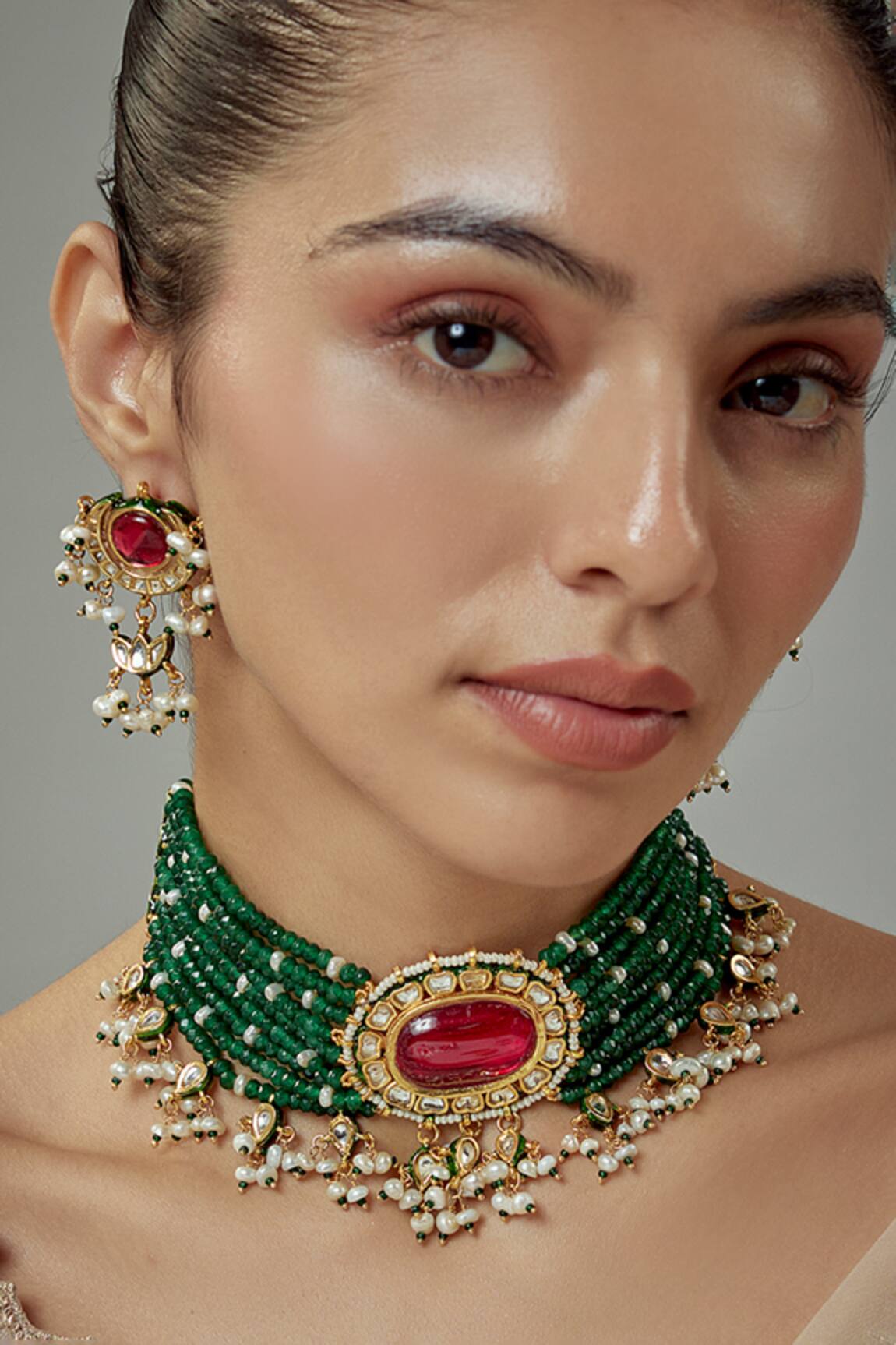 Vivinia By Vidhi Mehra Saadgi Kundan Embellished Multistrand Necklace Set 