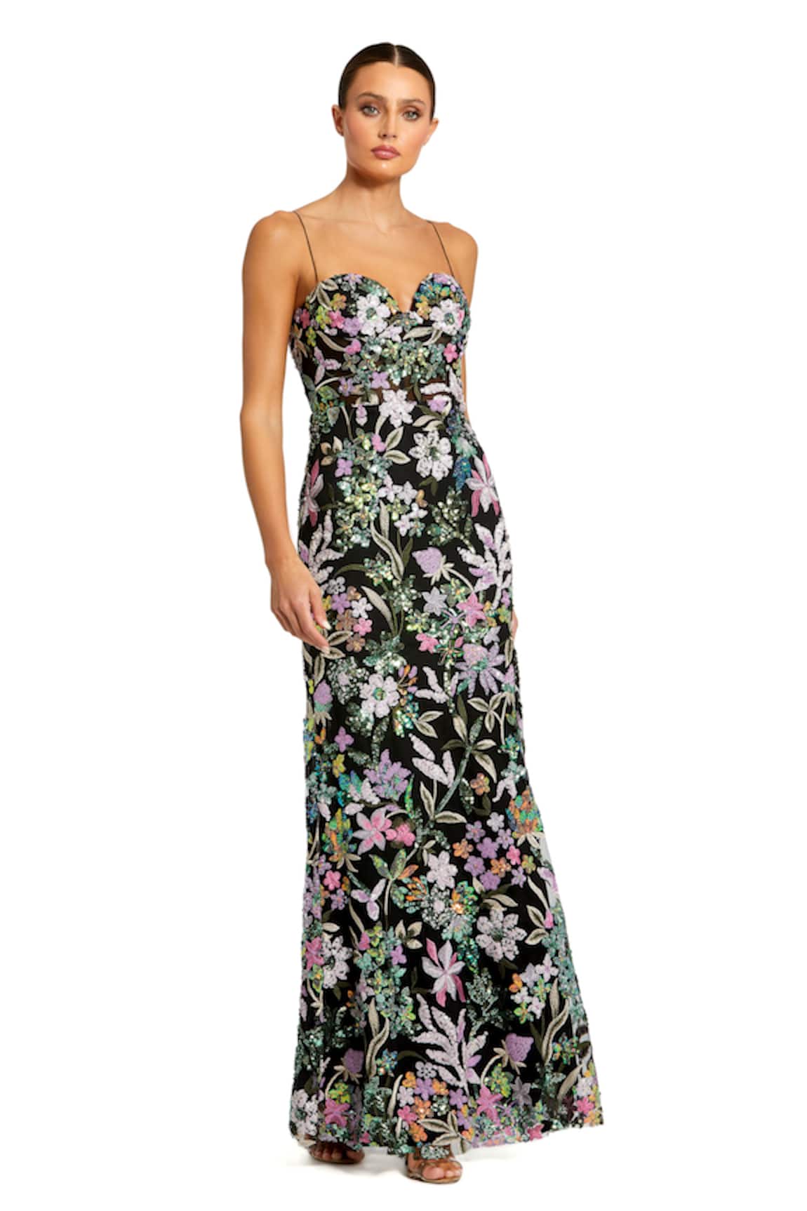 Mac Duggal Resham Floral Embroidered Gown