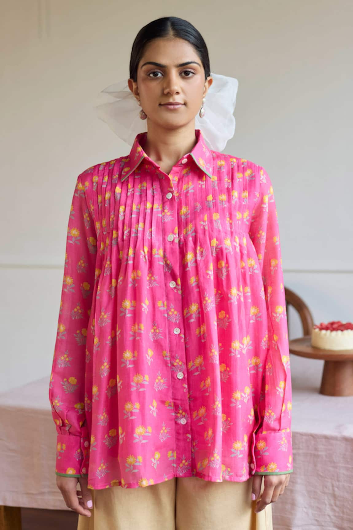 Juanita By Shubhda Balloon Sleeve Florette Print Shirt