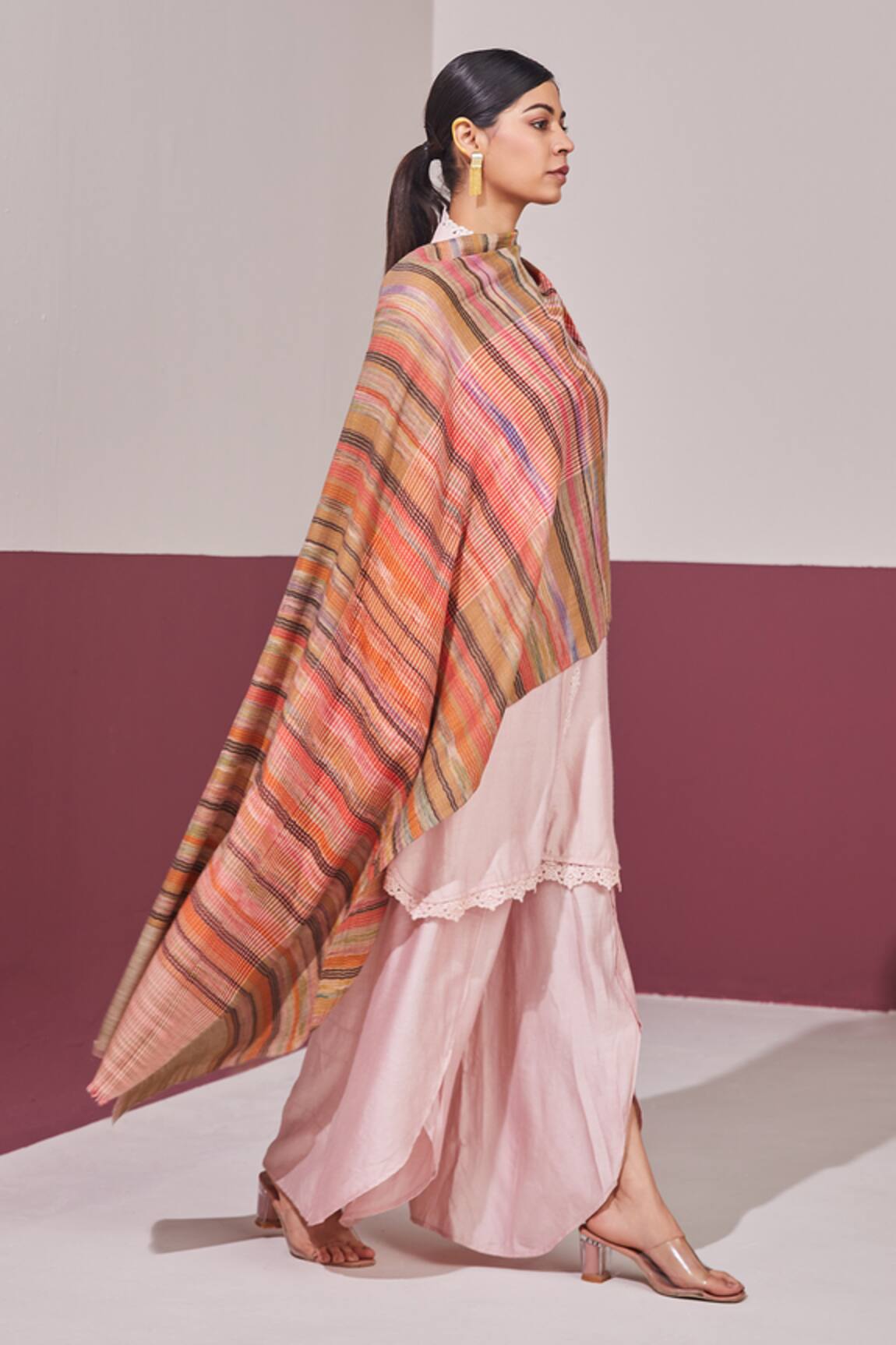 SHAZA Multi Color Zari Handloom Stole