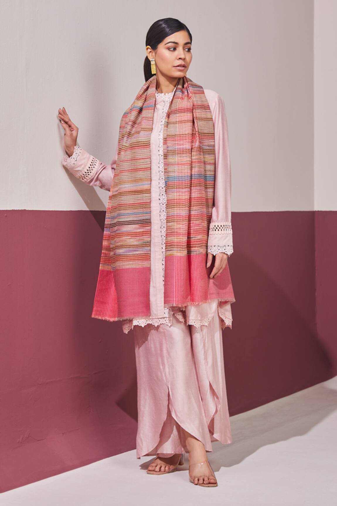 SHAZA Multi Color Zari Handloom Reversible Stole