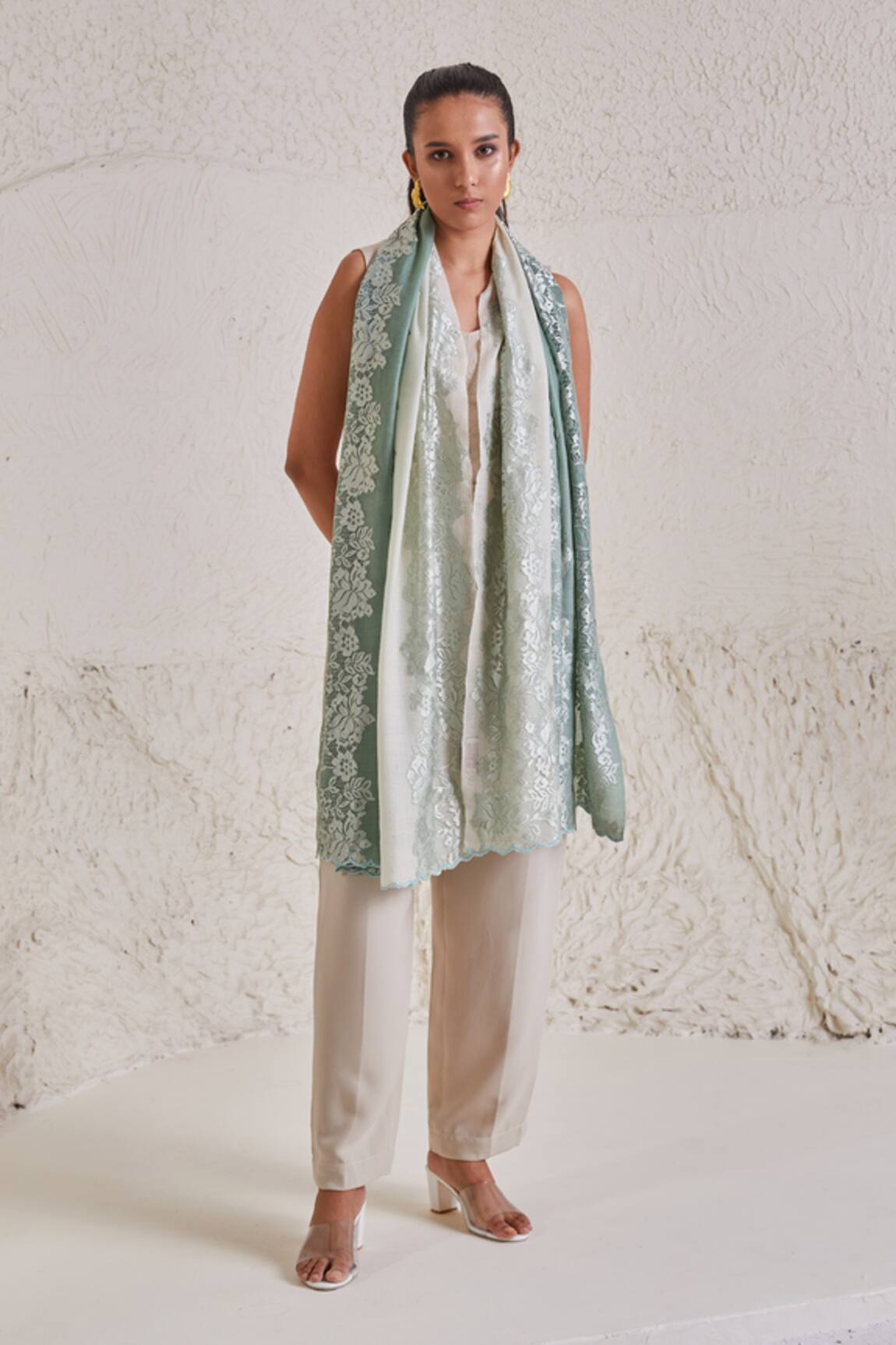 SHAZA Floral Chantilly Ombre Pashmina Stole