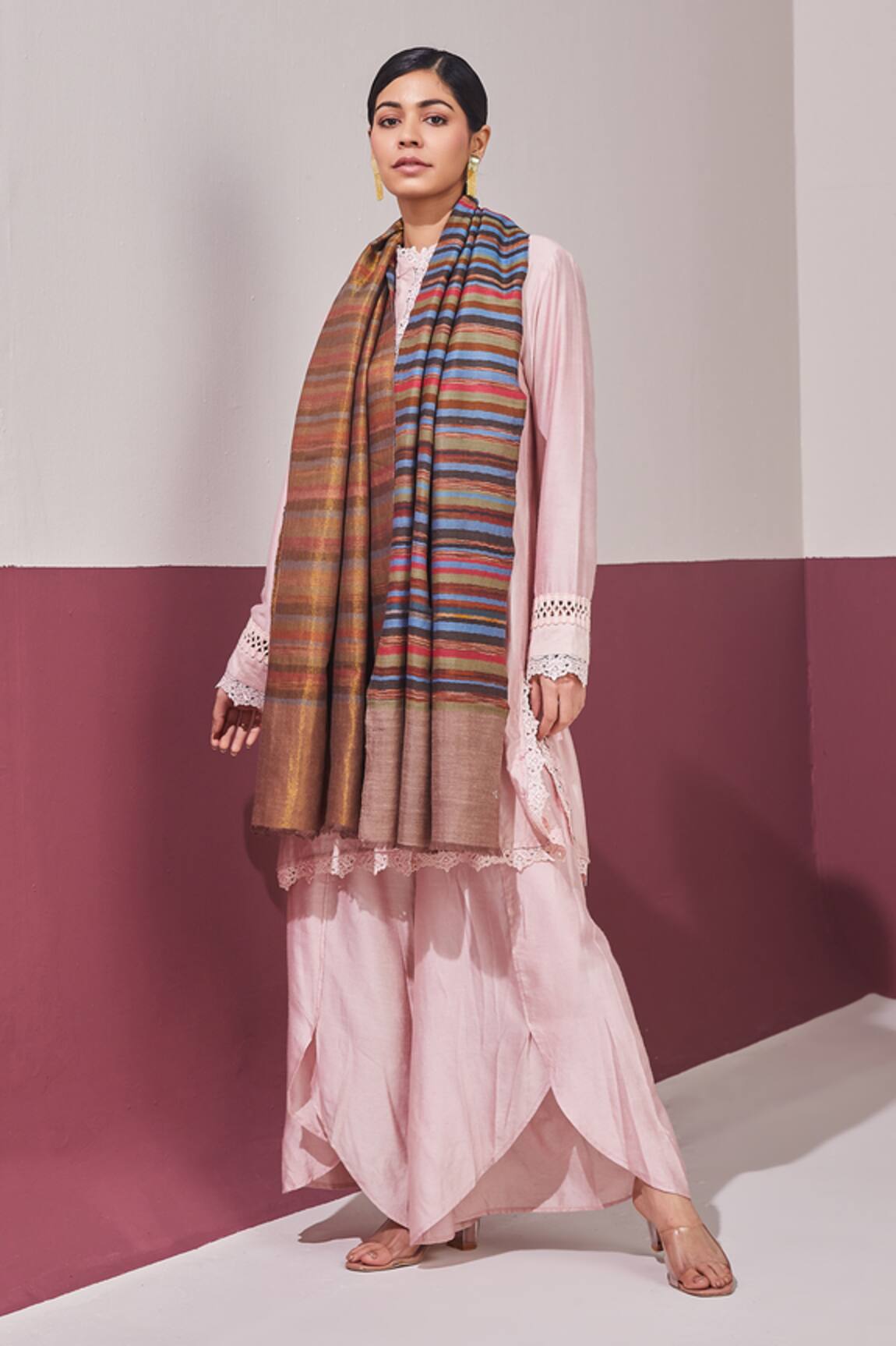 SHAZA Reversible Ikkat Striped Stole