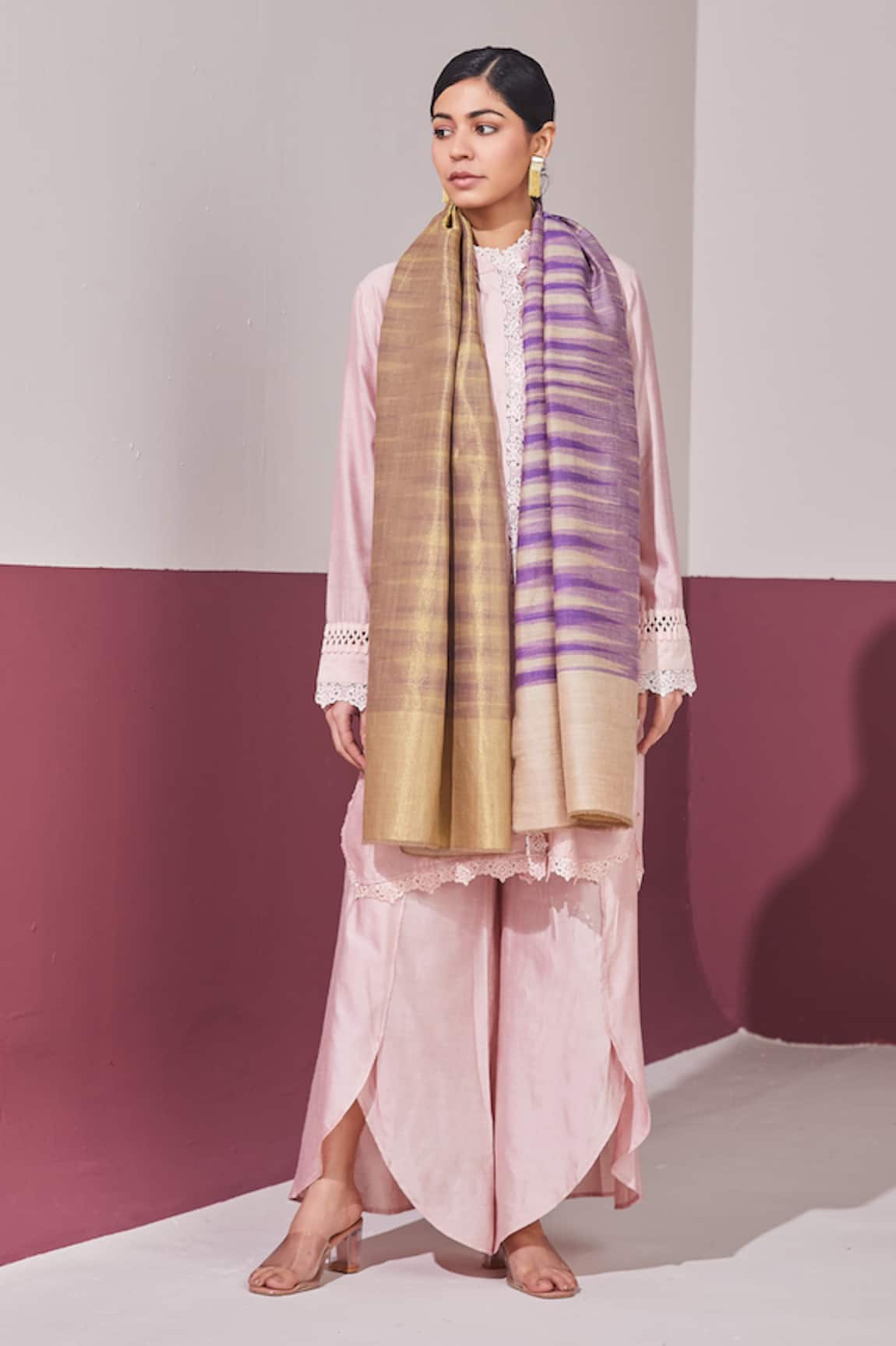 SHAZA Reversible Ikkat Pashmina Stole 