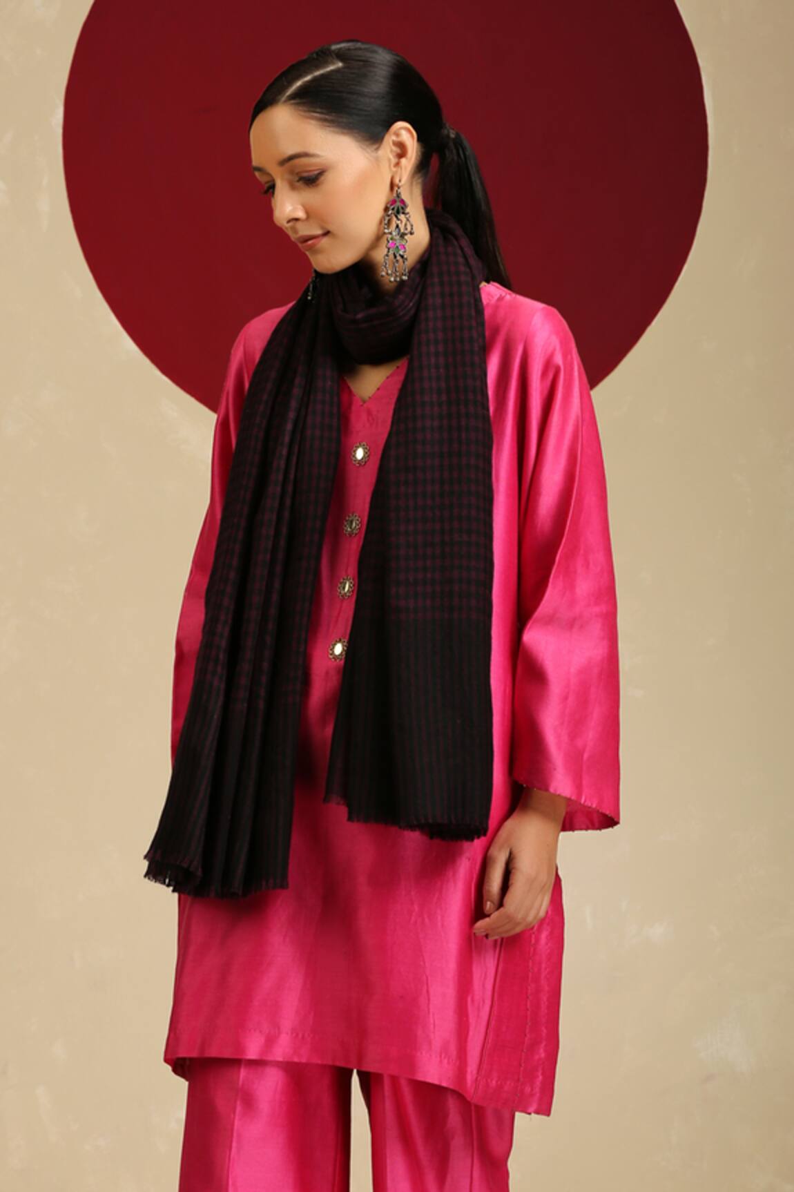 SHAZA Checkered Handloom Pashmina Shawl 