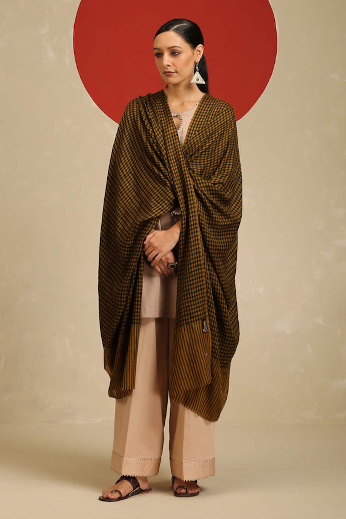 SHAZA Checkered Handloom Pashmina Shawl 