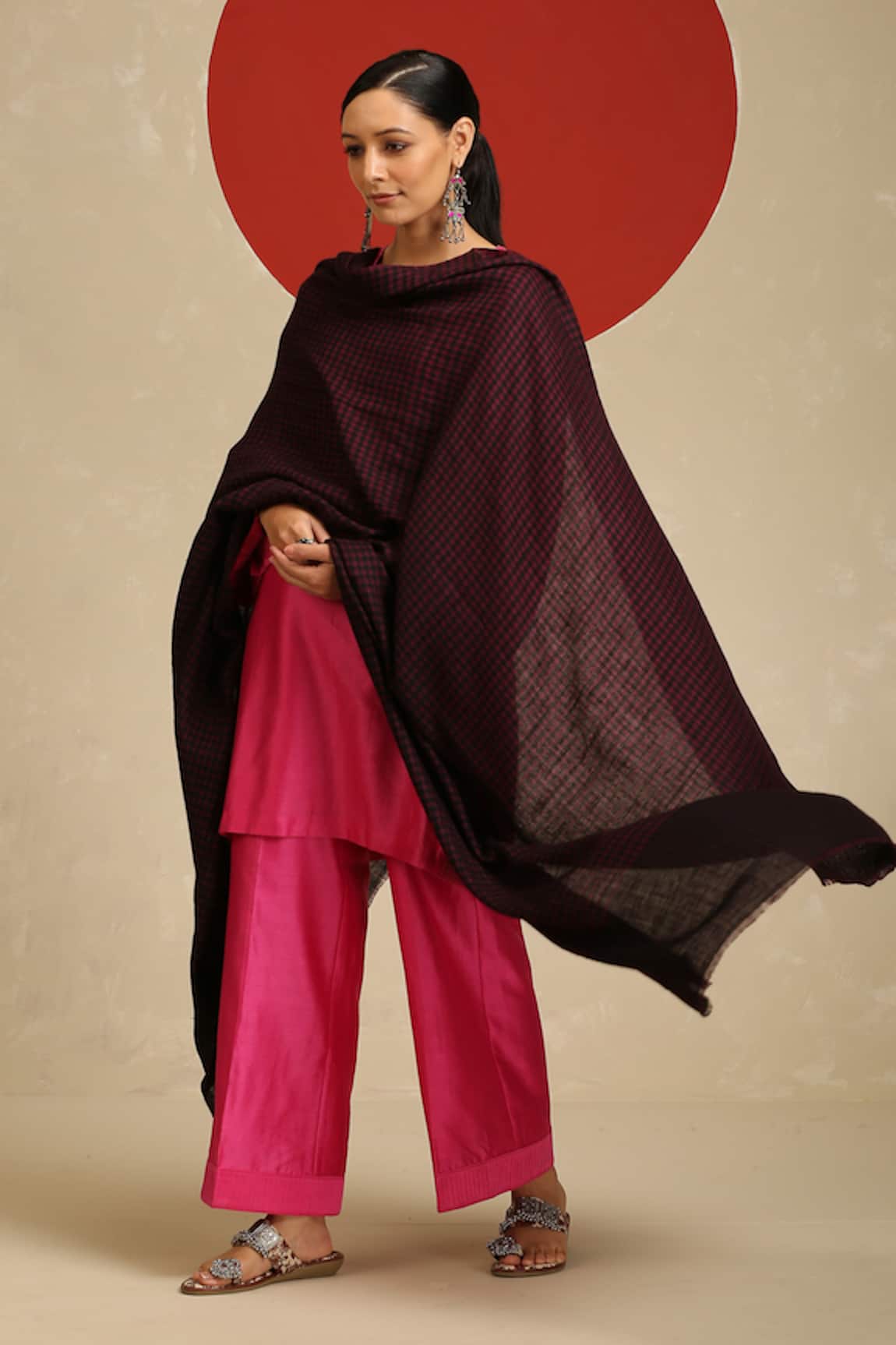 SHAZA Checkered Handloom Pashmina Shawl 