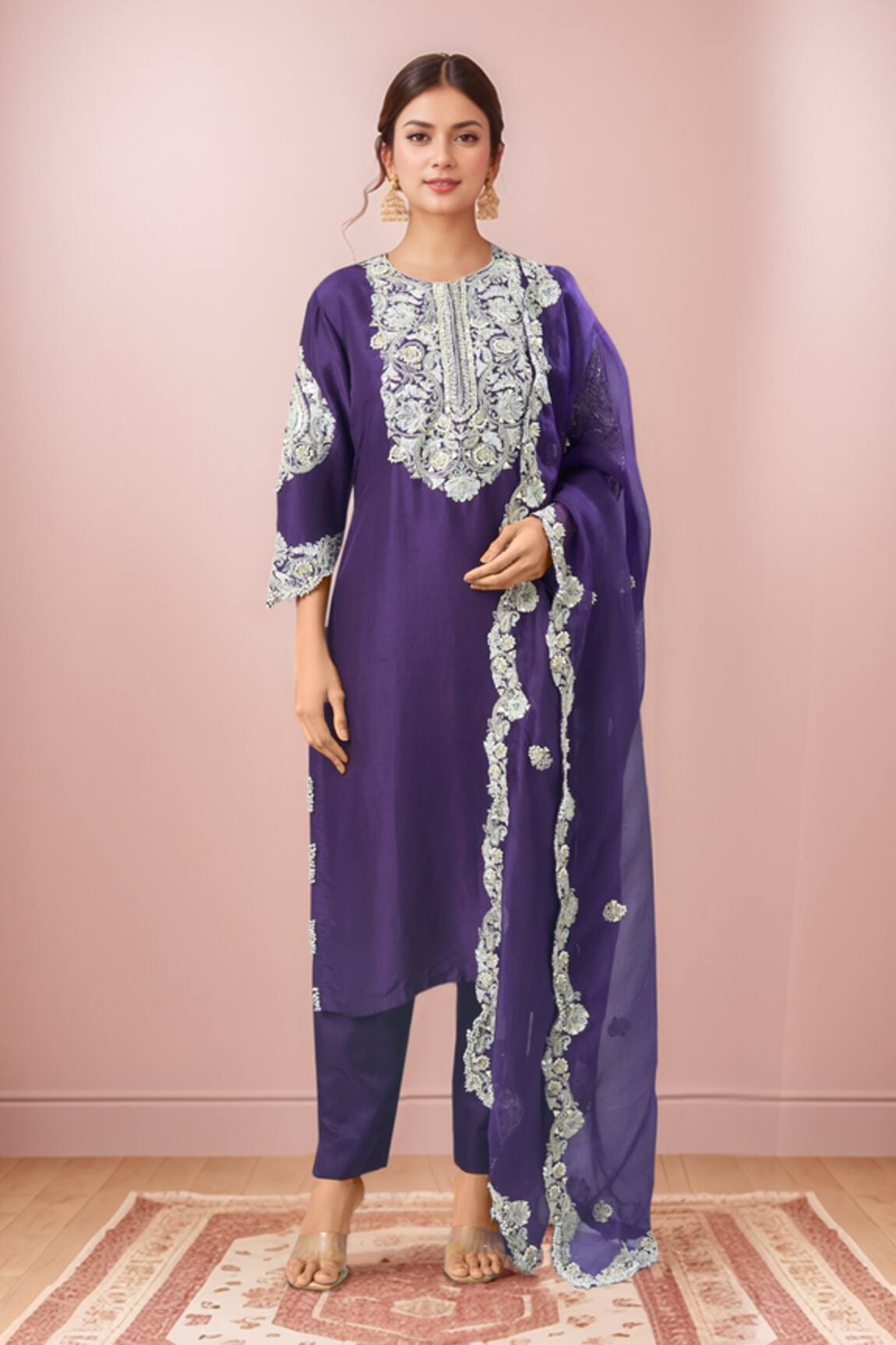 Prisho Floral Embroidered Kurta Set