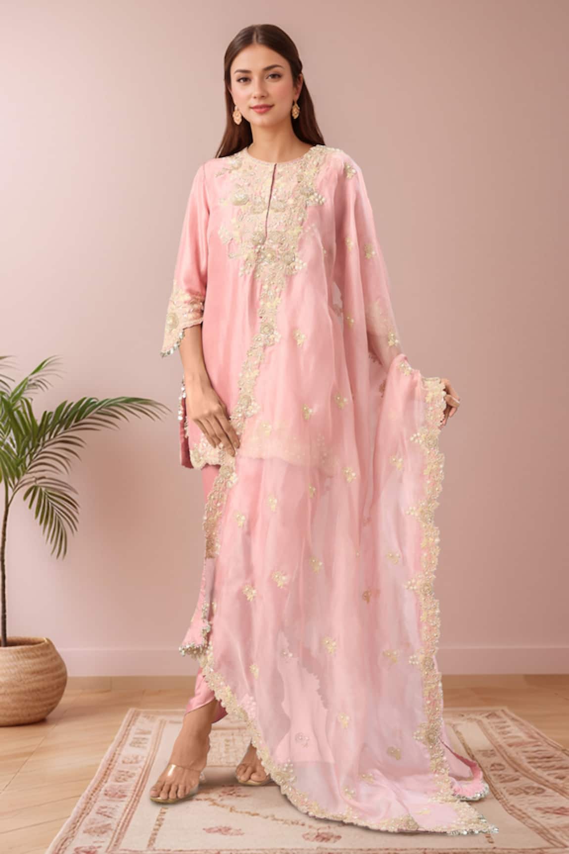 Prisho Embroidered Kurta Dhoti Pant Set 