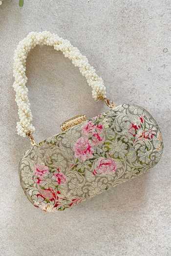 Amyra Floral Print Grey Capsule Clutch 