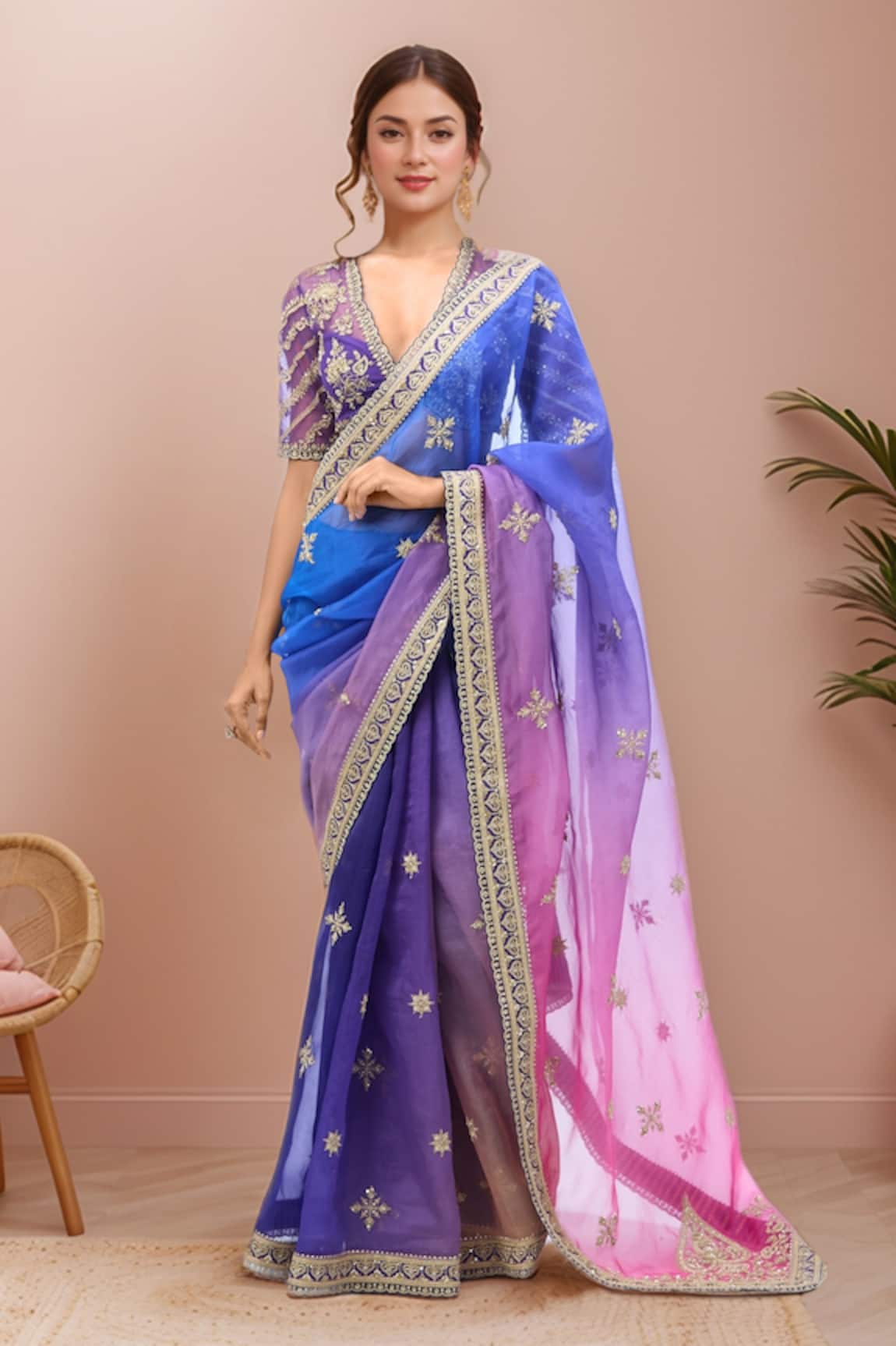 Torani Ombre Embroidered Saree Set