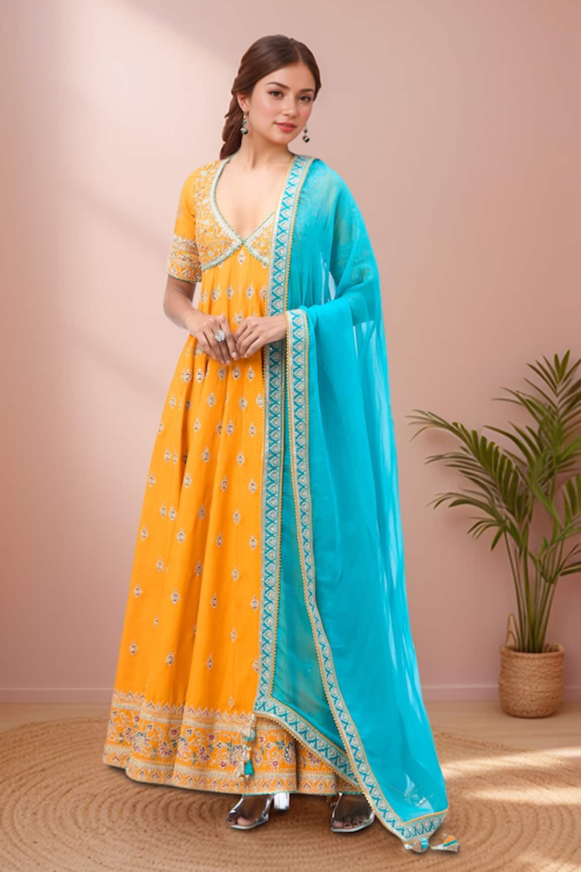 Torani Floral Embroidered Anarkali Set