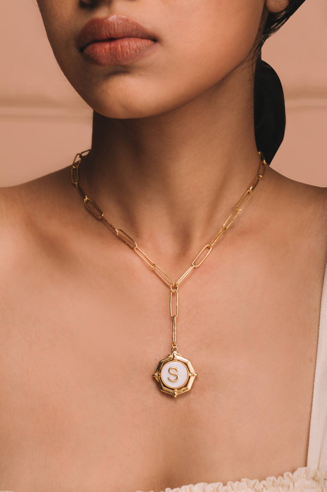 Ode Jewels Gold Soul Initial Pendant Necklace