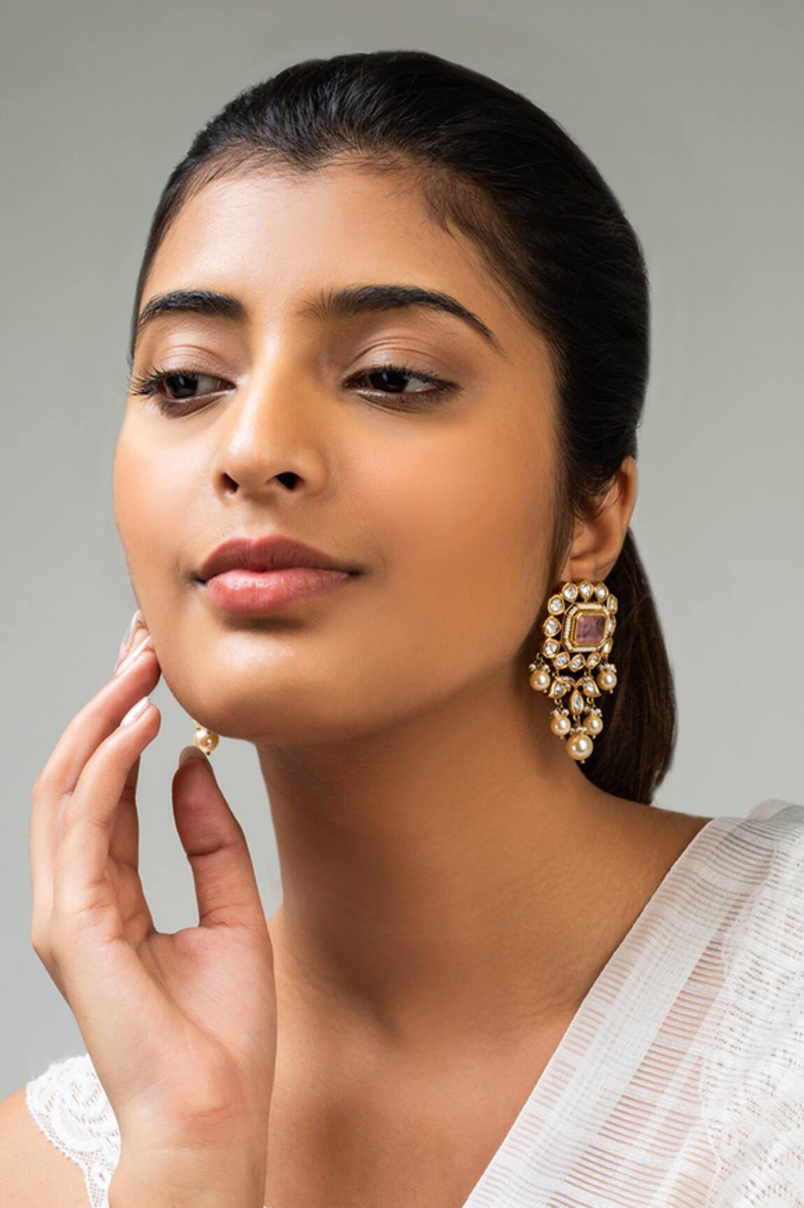 Zevar King Antique Gold Plated Stone Earrings