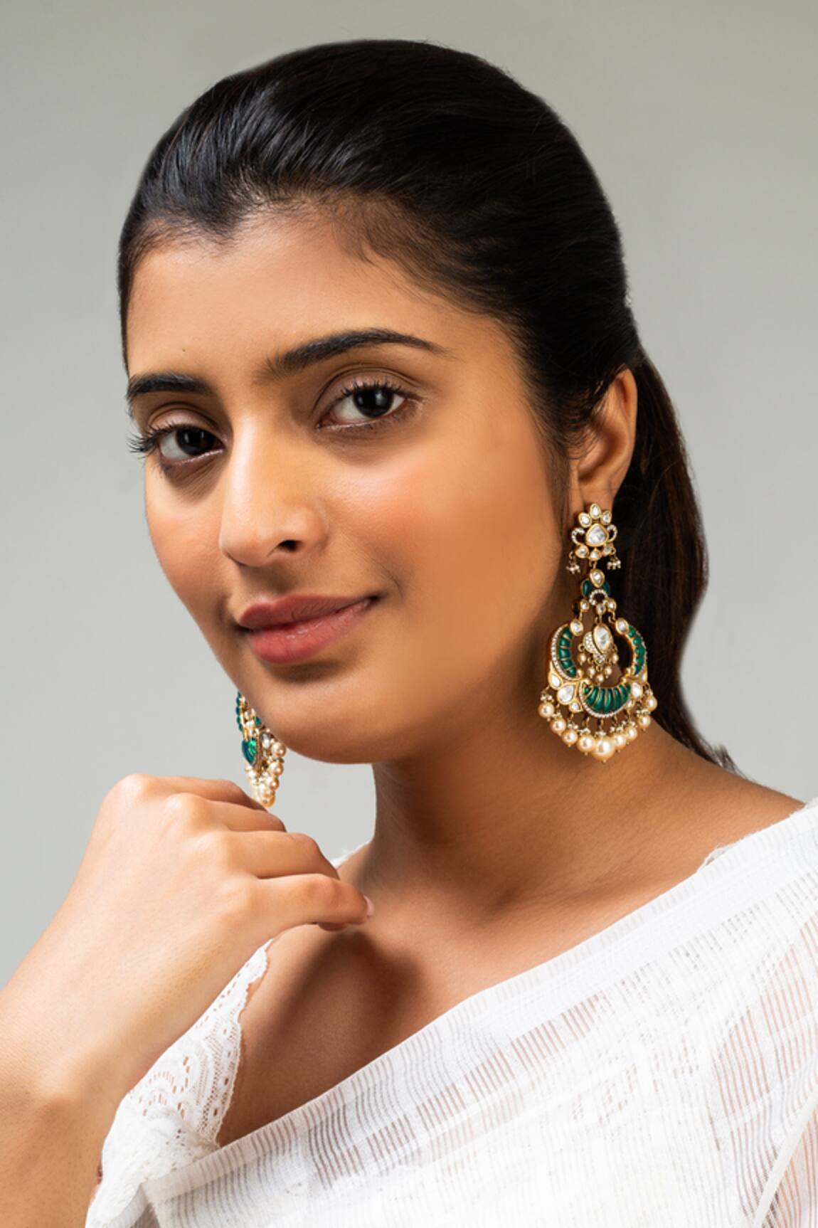 Zevar King Mint Green Stone Embellished Earrings